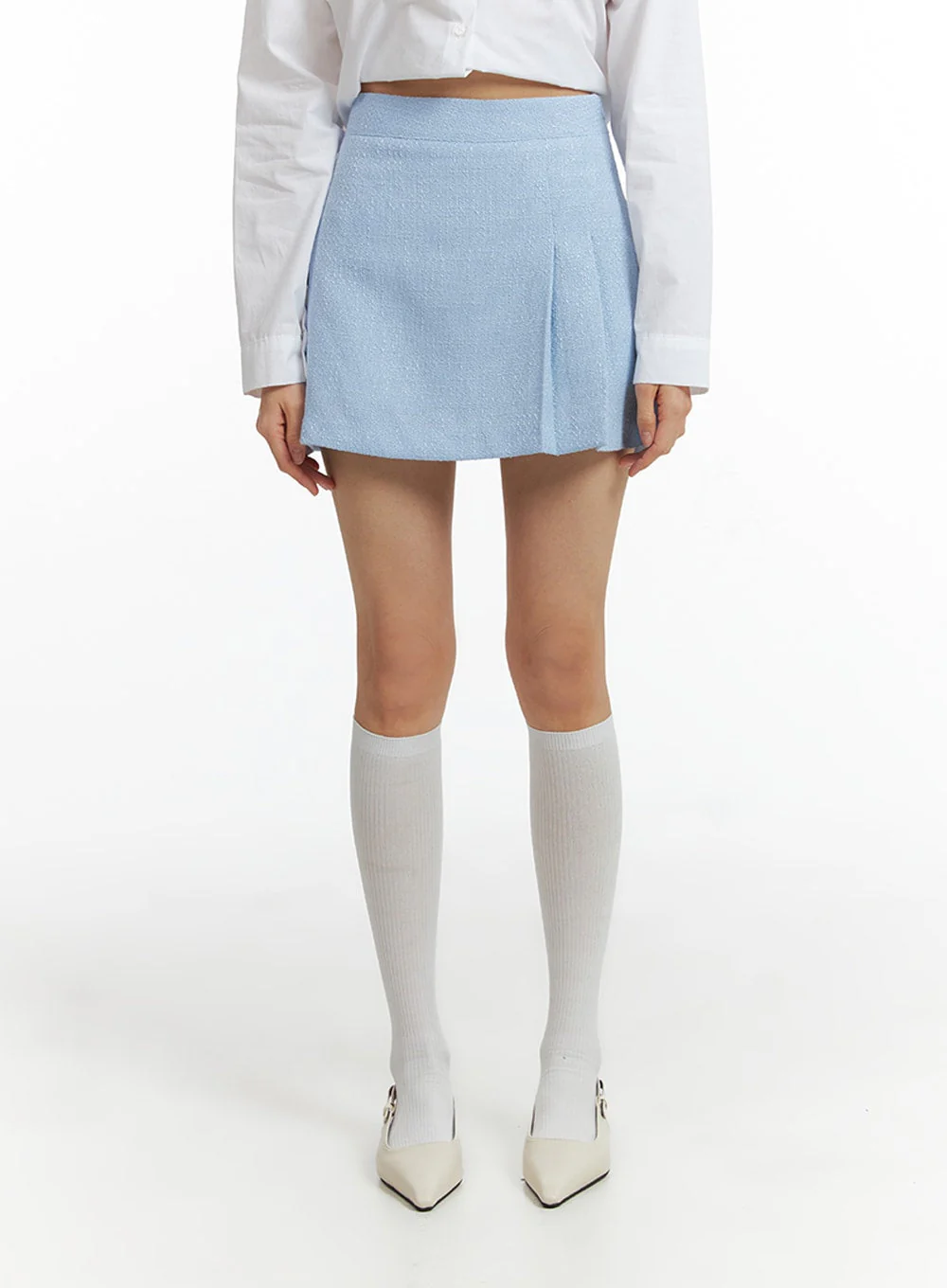 Tweed Pleated Mini Skirt IF402 - Image 2