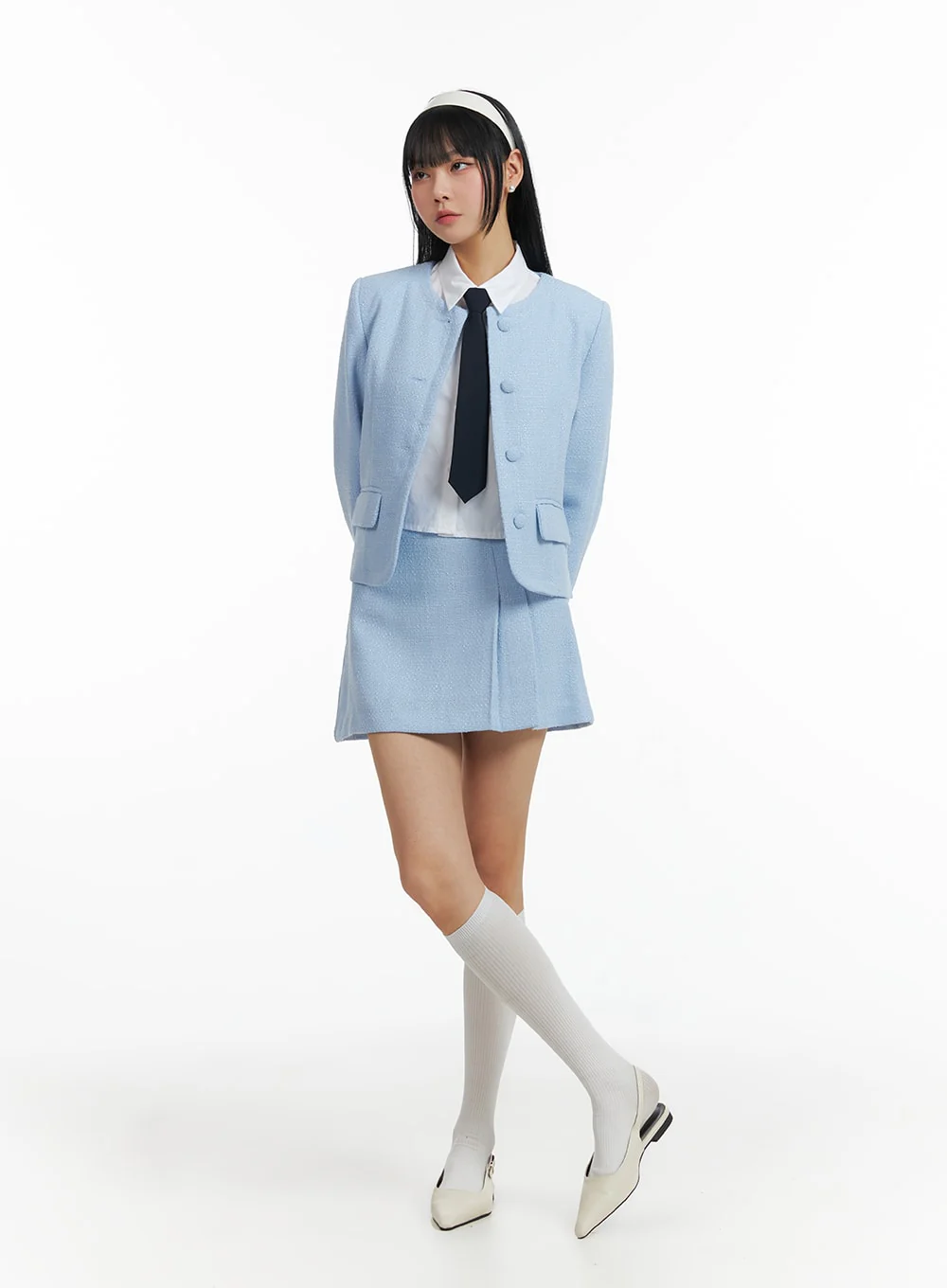 Tweed Pleated Mini Skirt IF402 - Image 3