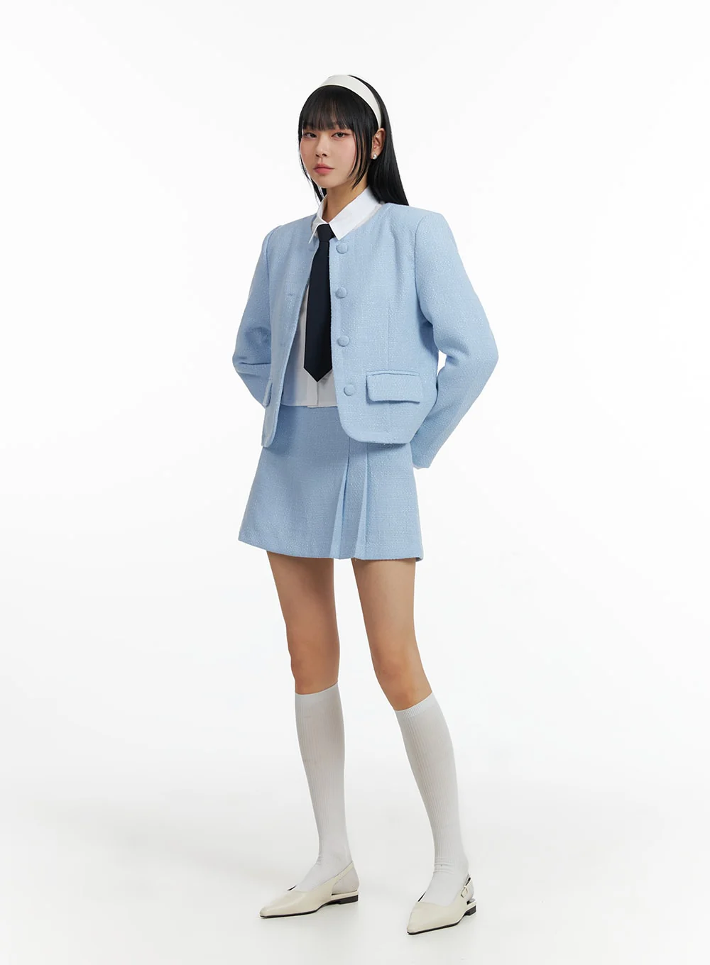 Tweed Pleated Mini Skirt IF402 - Image 6