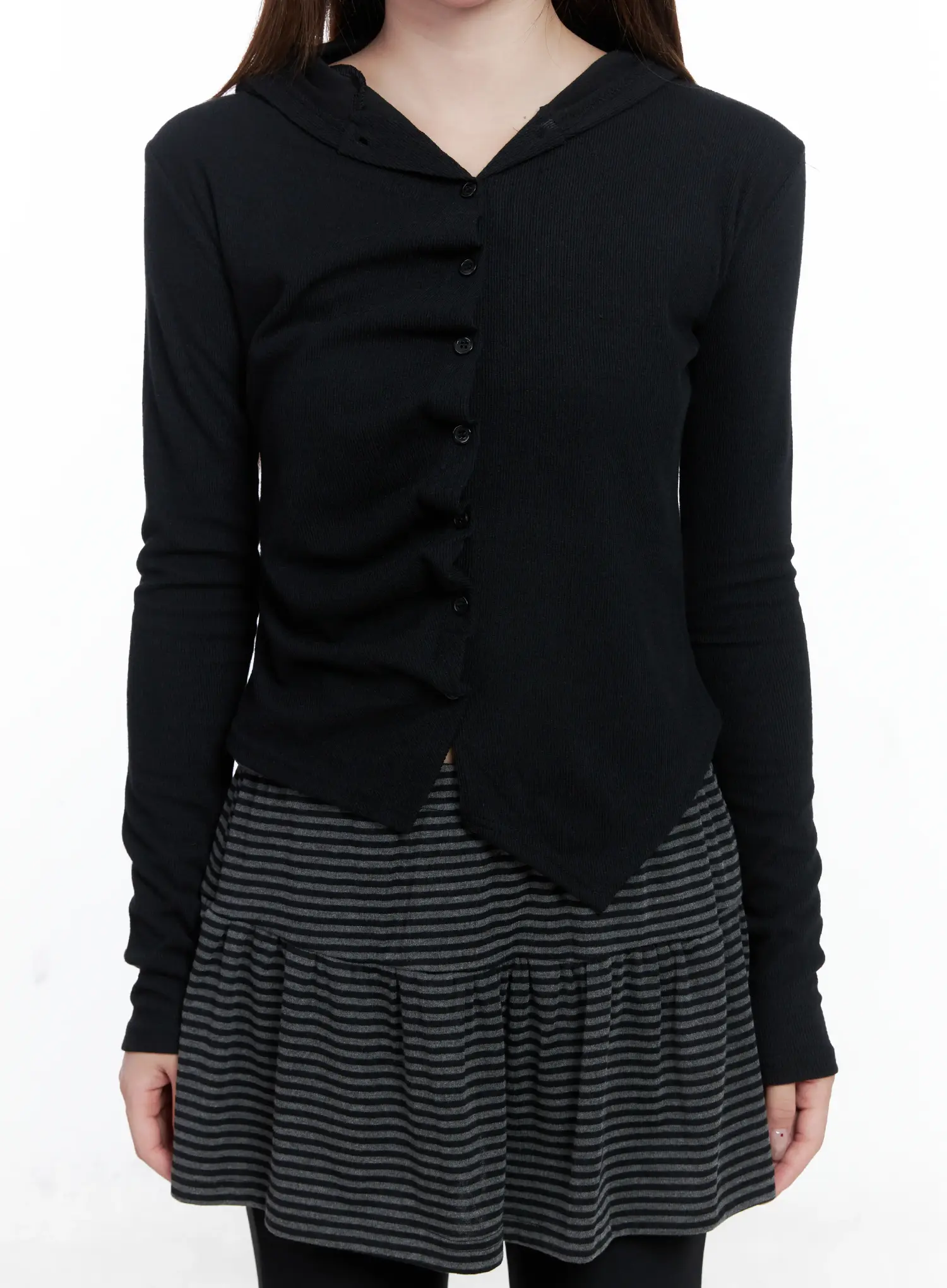 Twisted Button-Up Hooded Cardigan CS501 - Image 5