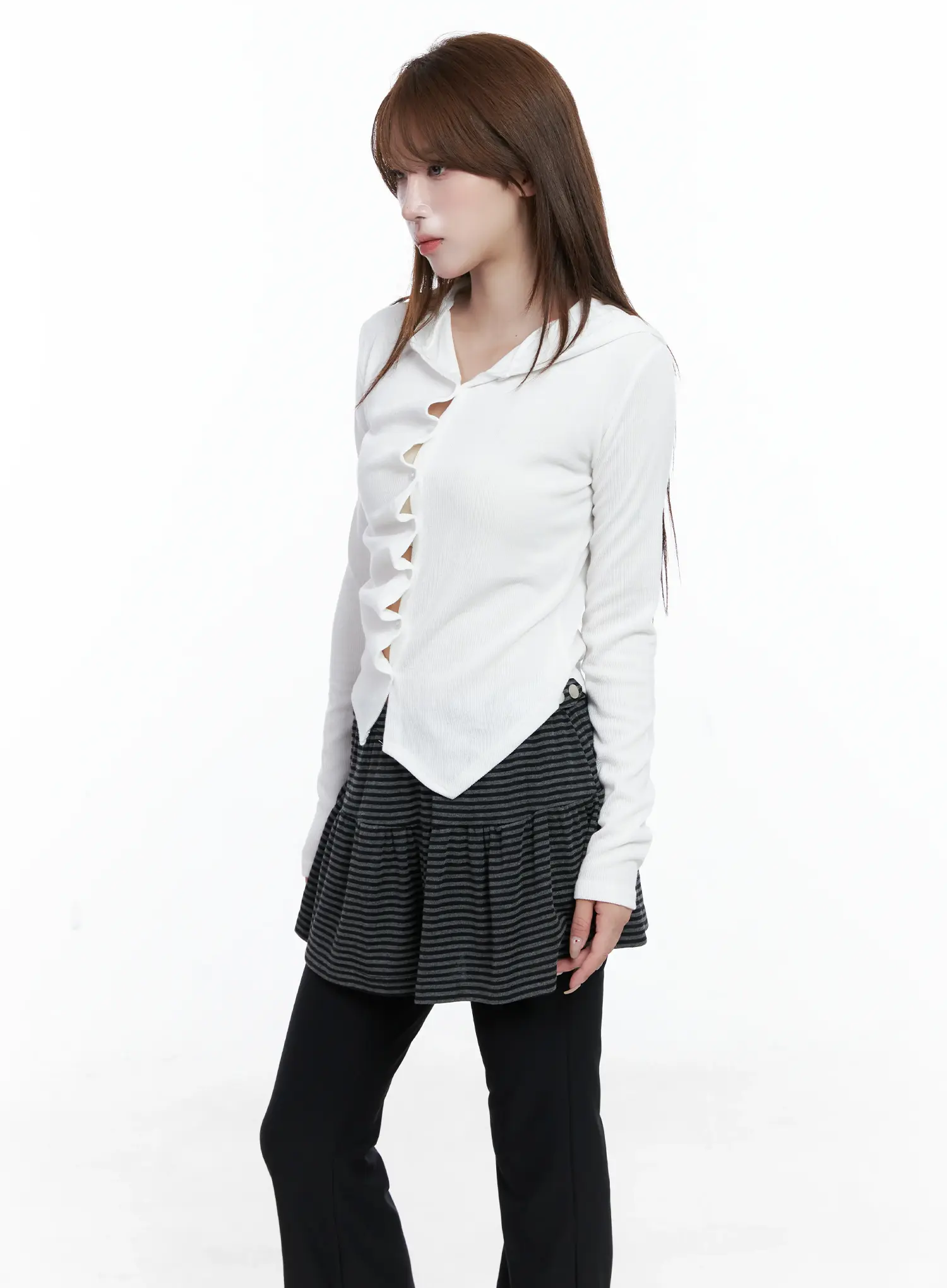 Twisted Button-Up Hooded Cardigan CS501 - Image 7