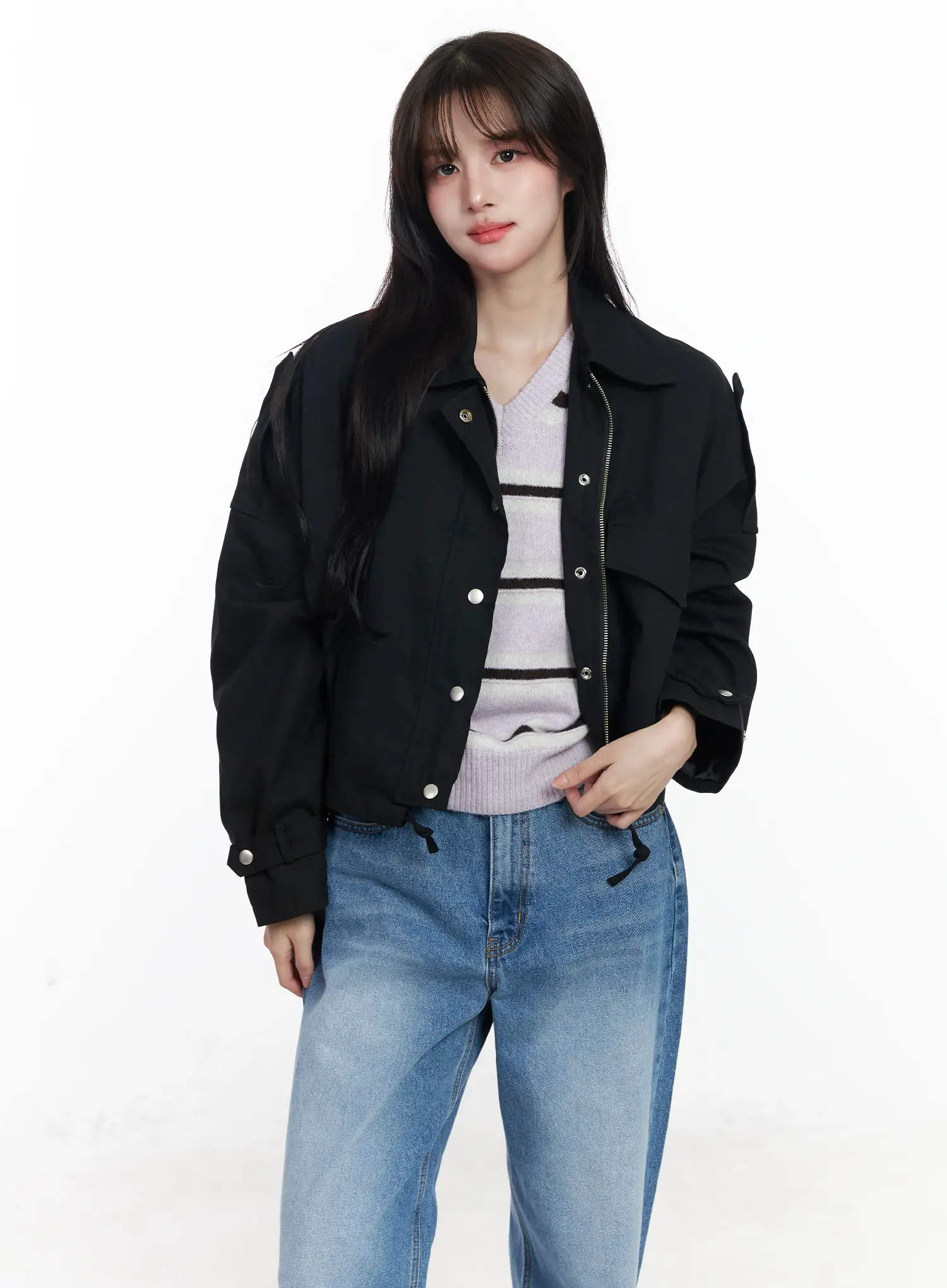 Two-Pocket String Short Jacket IJ529 - Image 11