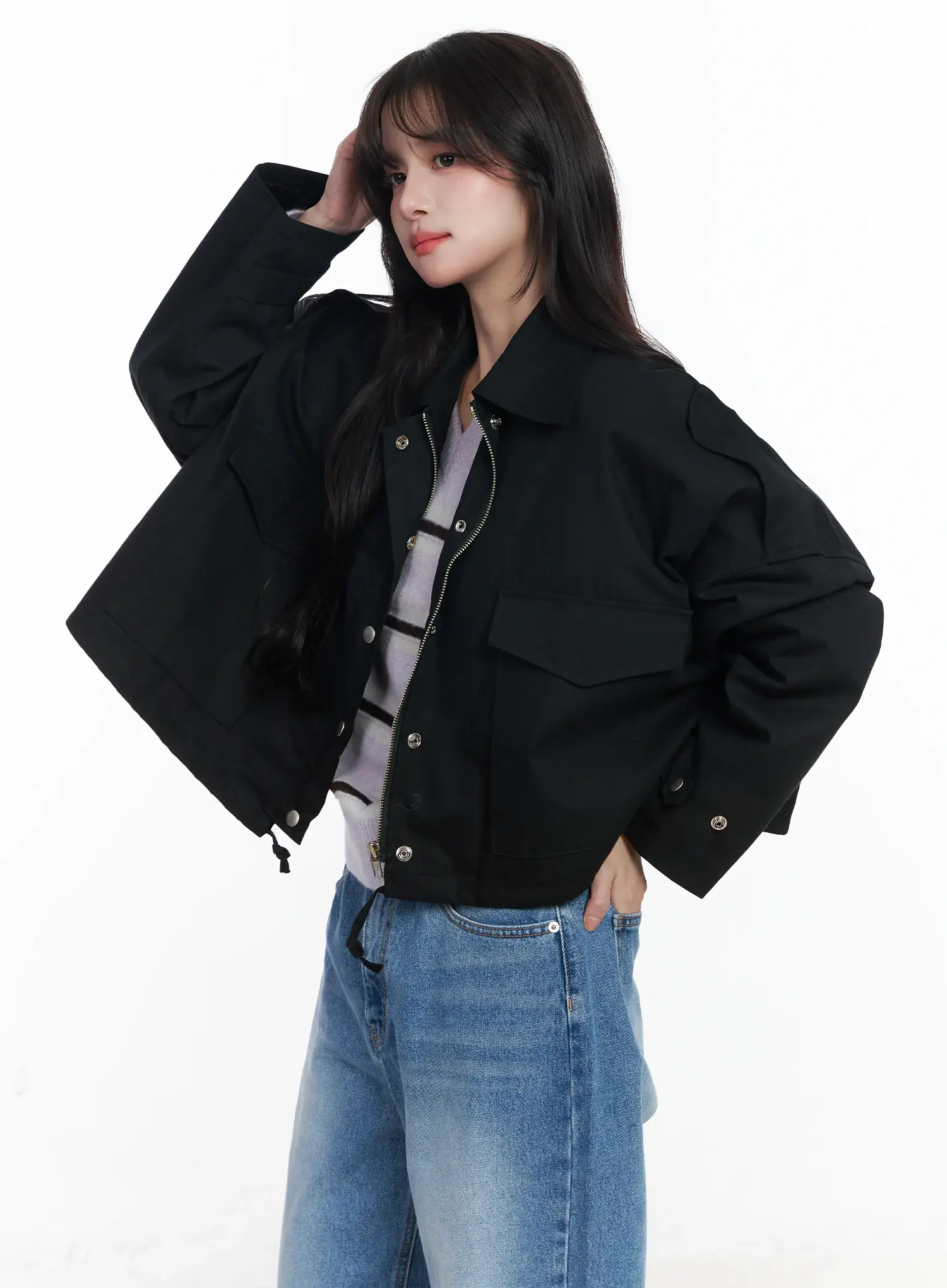 Two-Pocket String Short Jacket IJ529 - Image 2