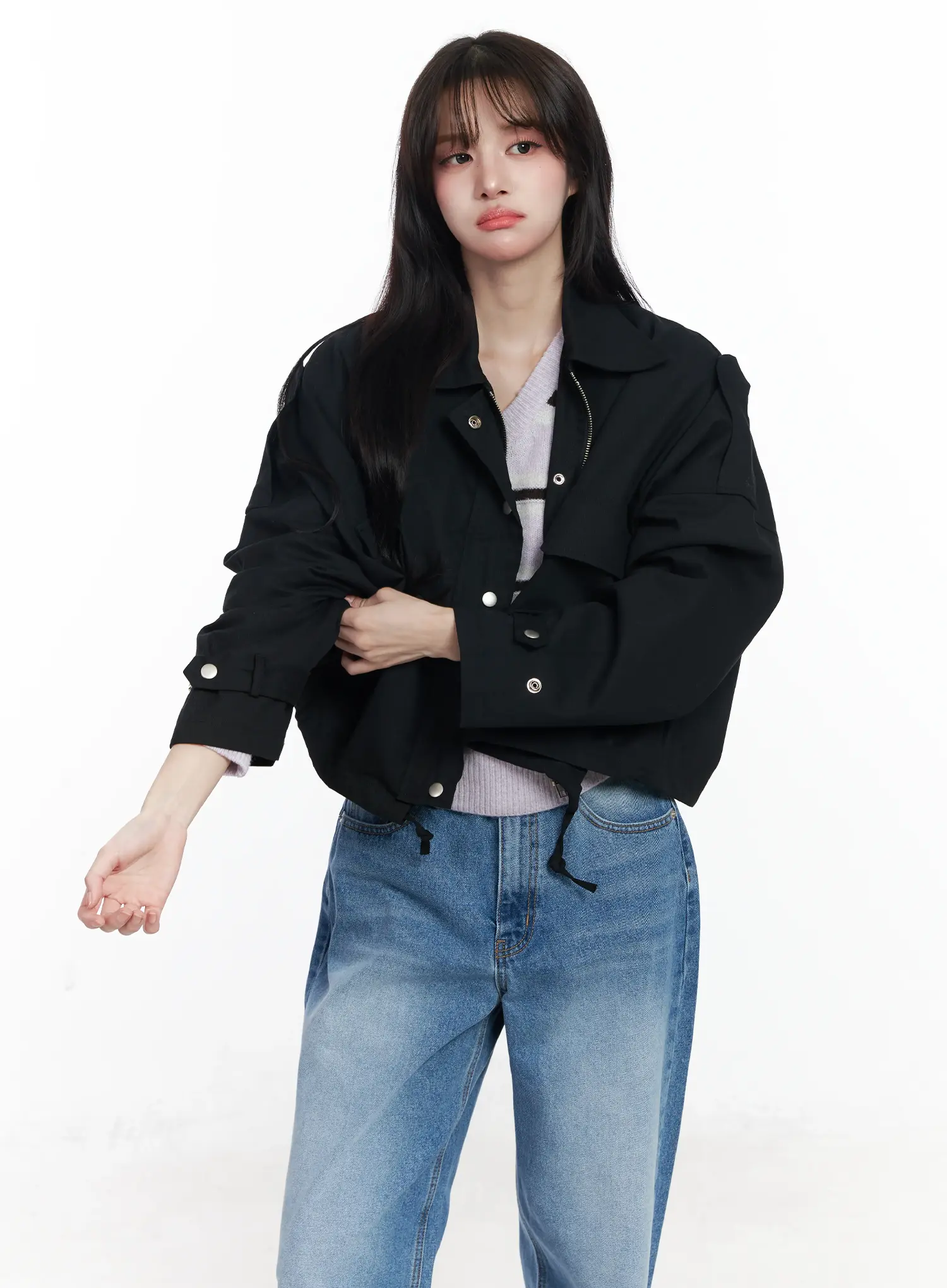 Two-Pocket String Short Jacket IJ529 - Image 3