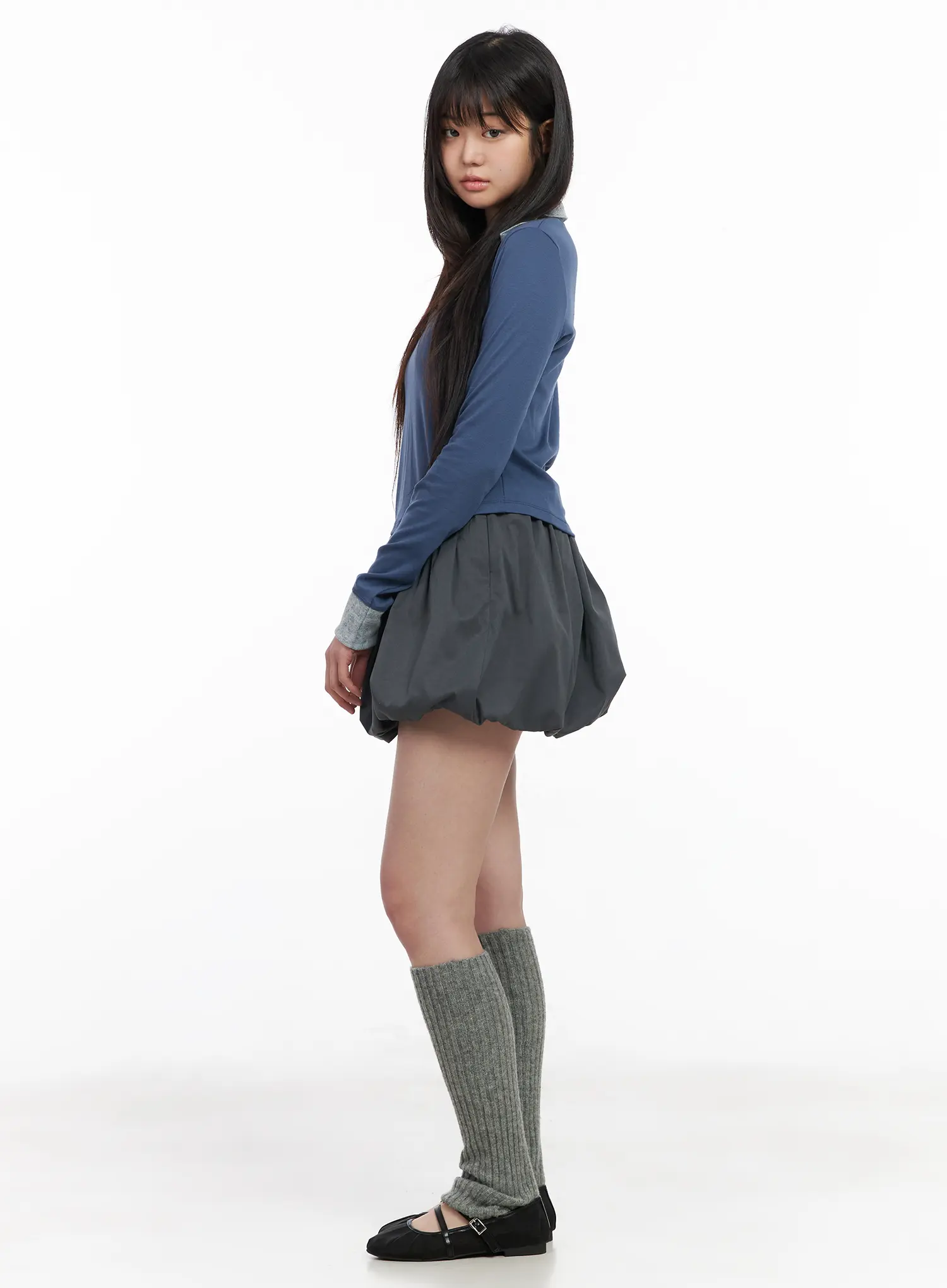 Two-Tone Collar Floral Long Sleeve Tee CM513 - Image 4