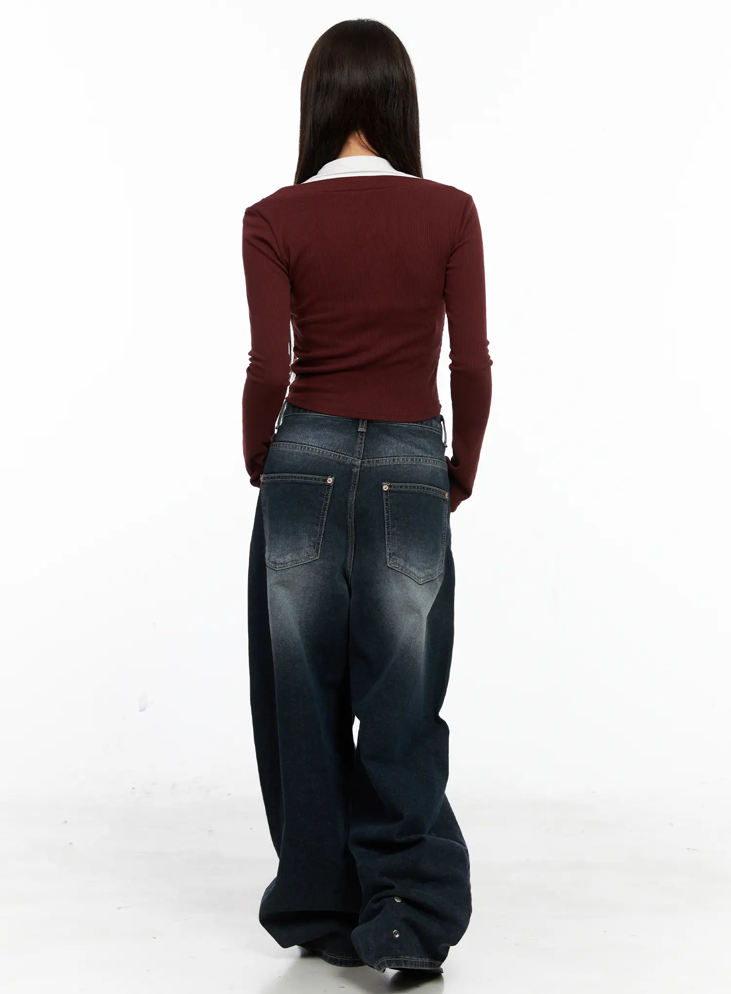Two-Tone Square Neck Long Sleeve Top CO521 - Image 4