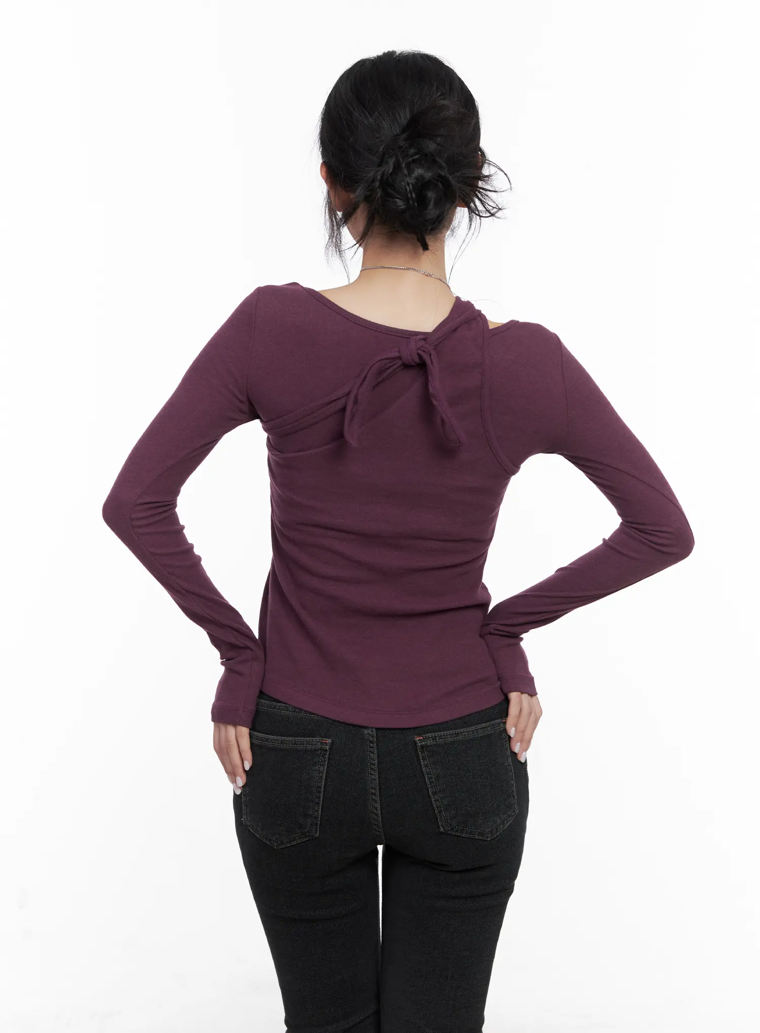 Two-Way Cross Neck Long Sleeve Top CN514 - Image 7