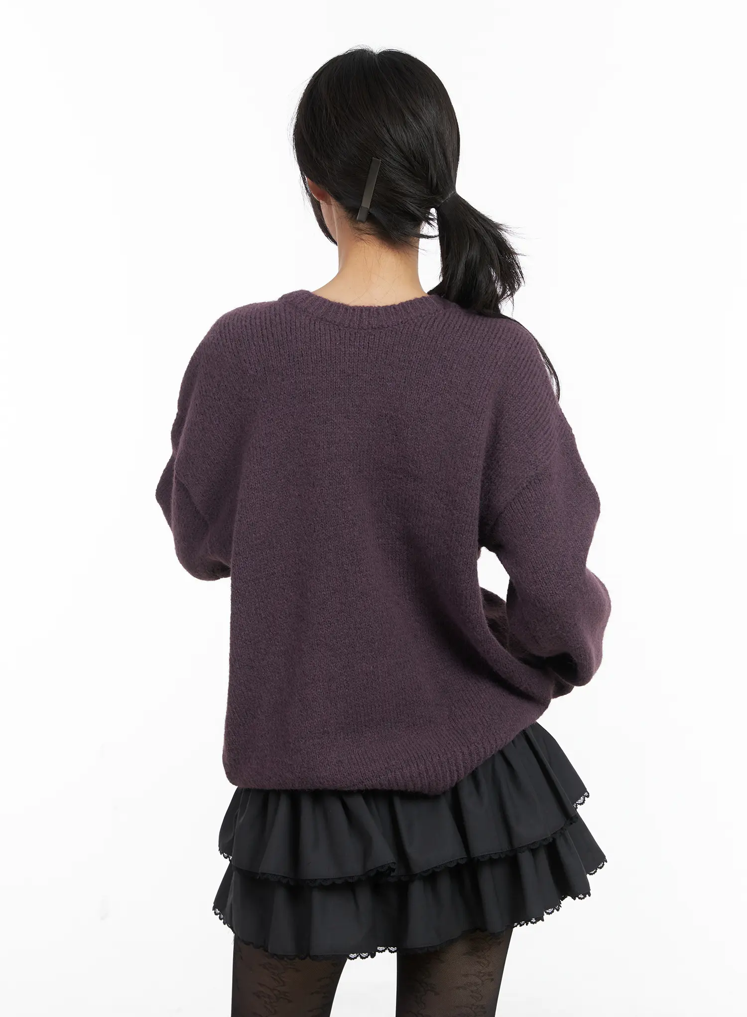 Two-Way Eyelet Lace-Up Knit Sweater CD505 - Image 8