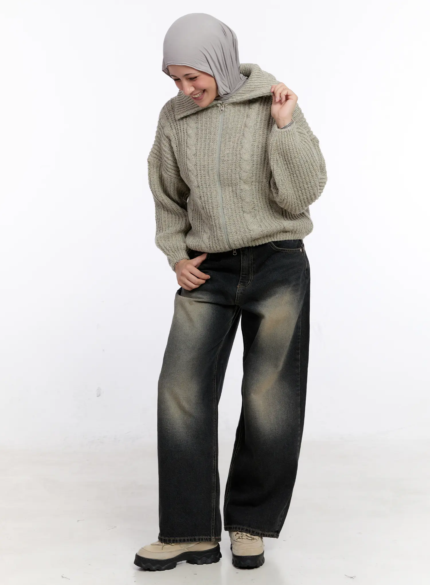 Two-Way Knit Zip-Up CS524 - Image 3