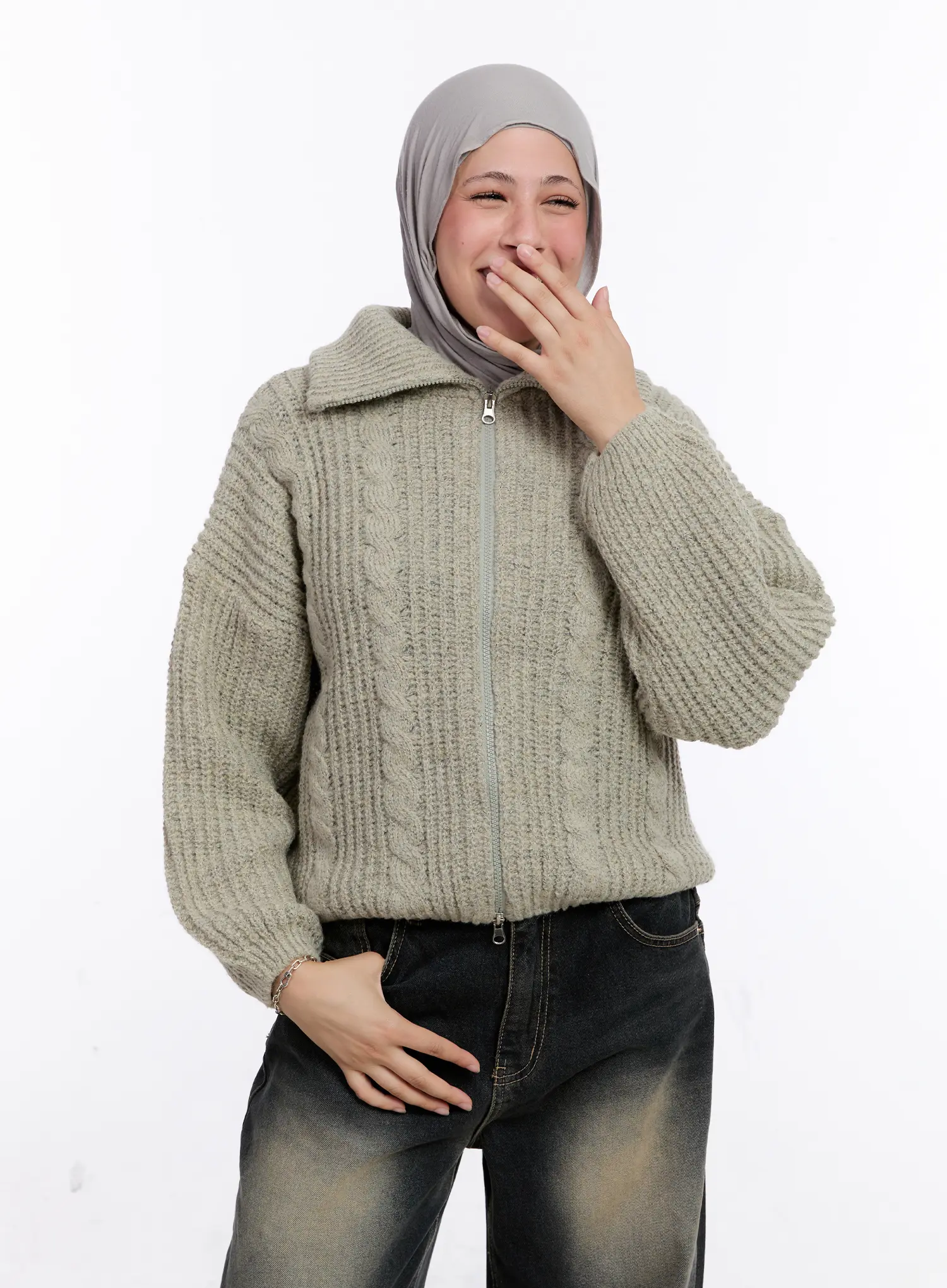 Two-Way Knit Zip-Up CS524 - Image 8