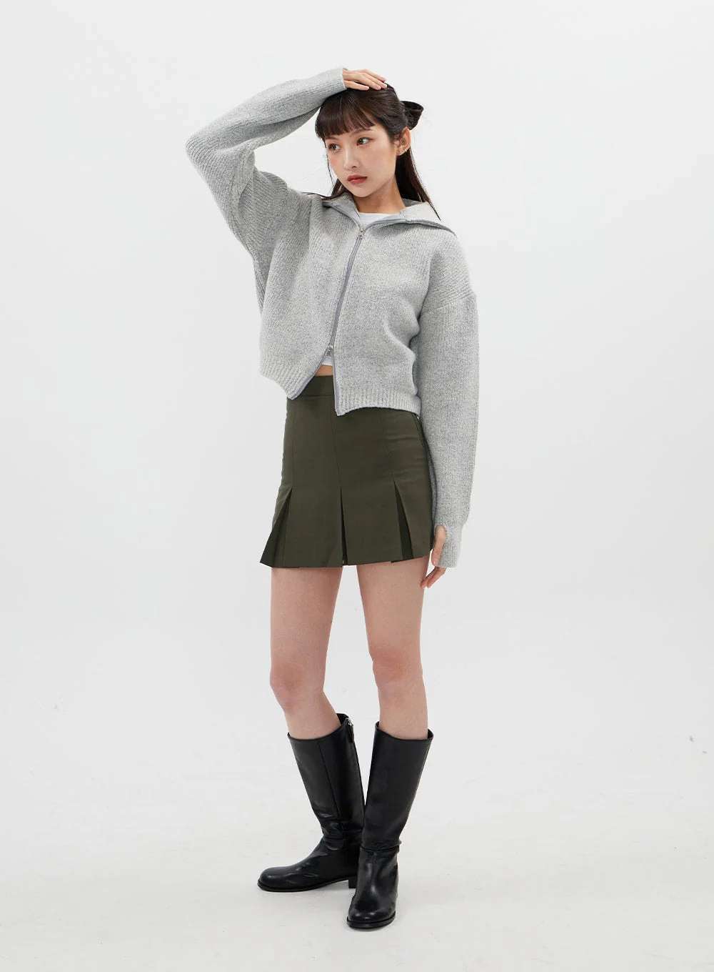 Two Way Zip Up Knit C7102