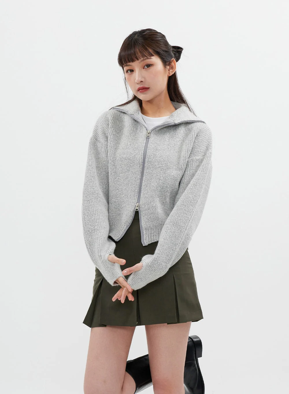 Two Way Zip Up Knit C7102 - Image 2