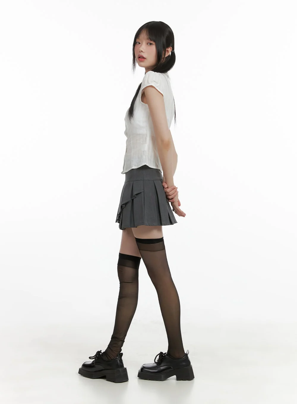 Unbalanced Pleated Mini Skirt CL412 - Image 4