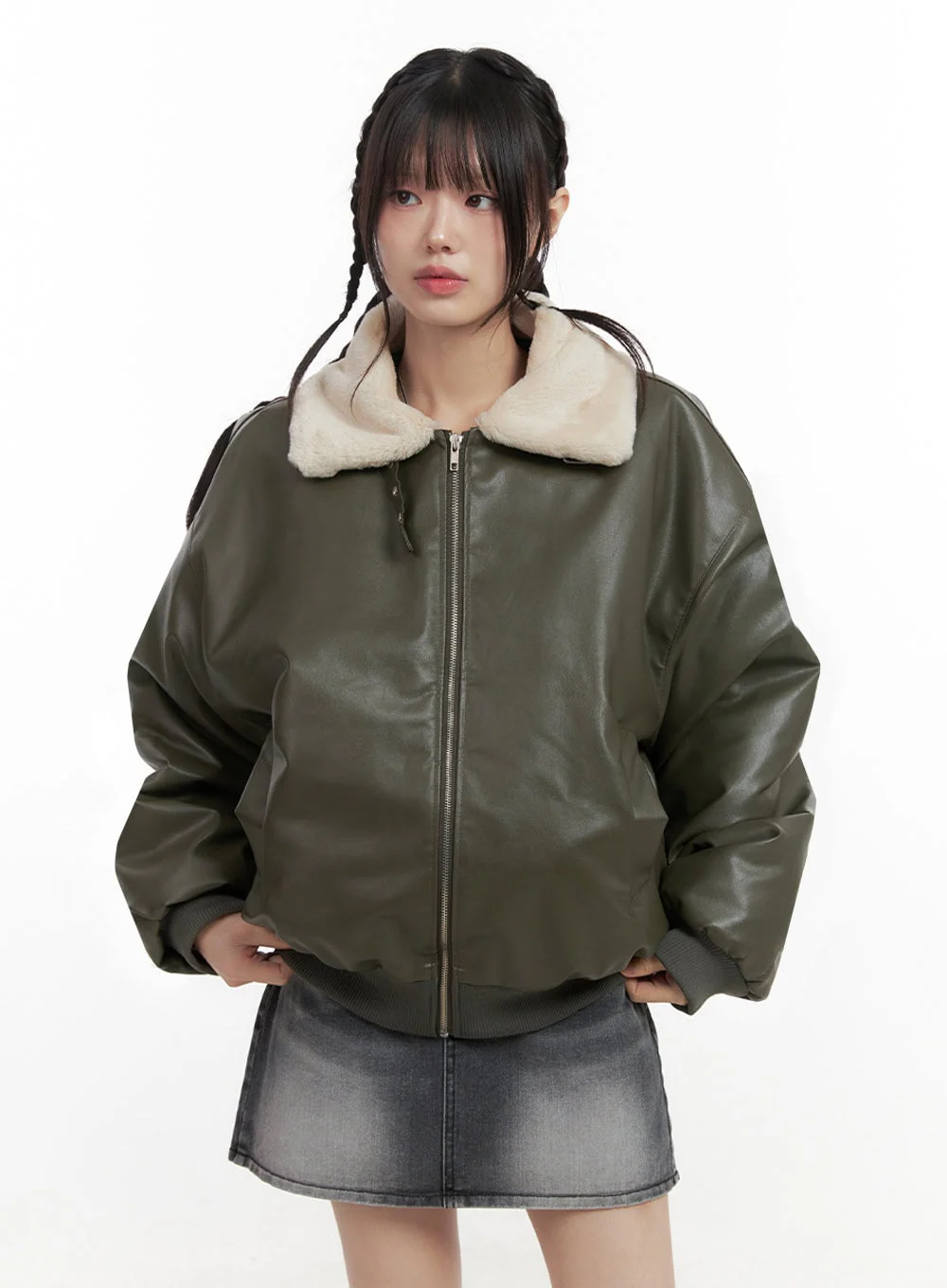 Urban Zip-Up Faux Leather Jacket IN427 - Image 5