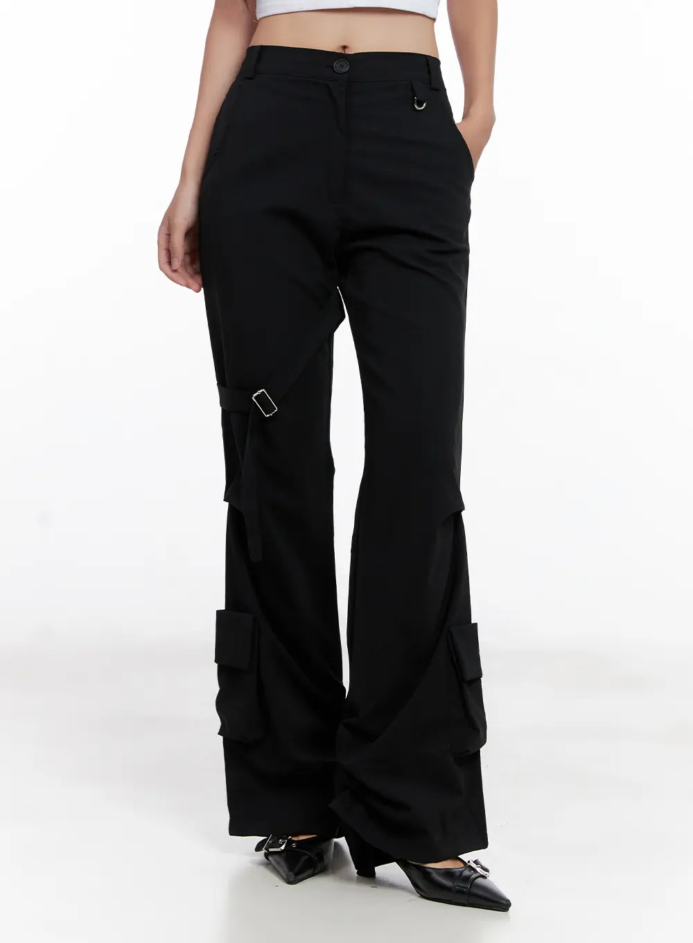 Utility Buckle Flare Pants CL518
