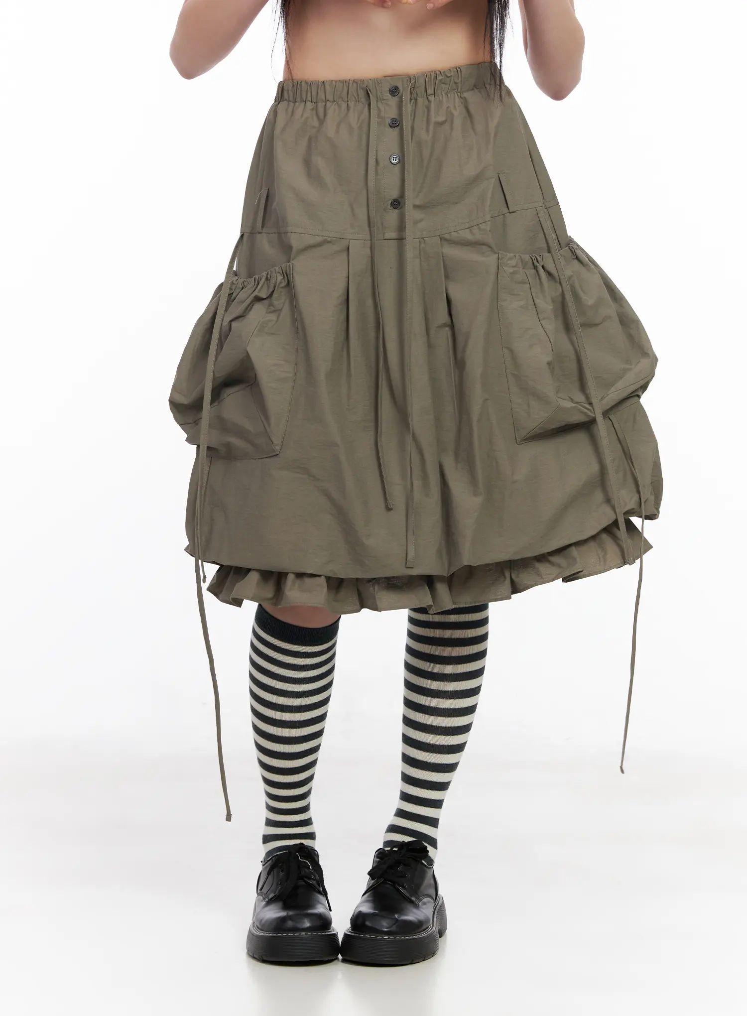 Utility Pocket Balloon Midi Skirt CM512 - Image 10