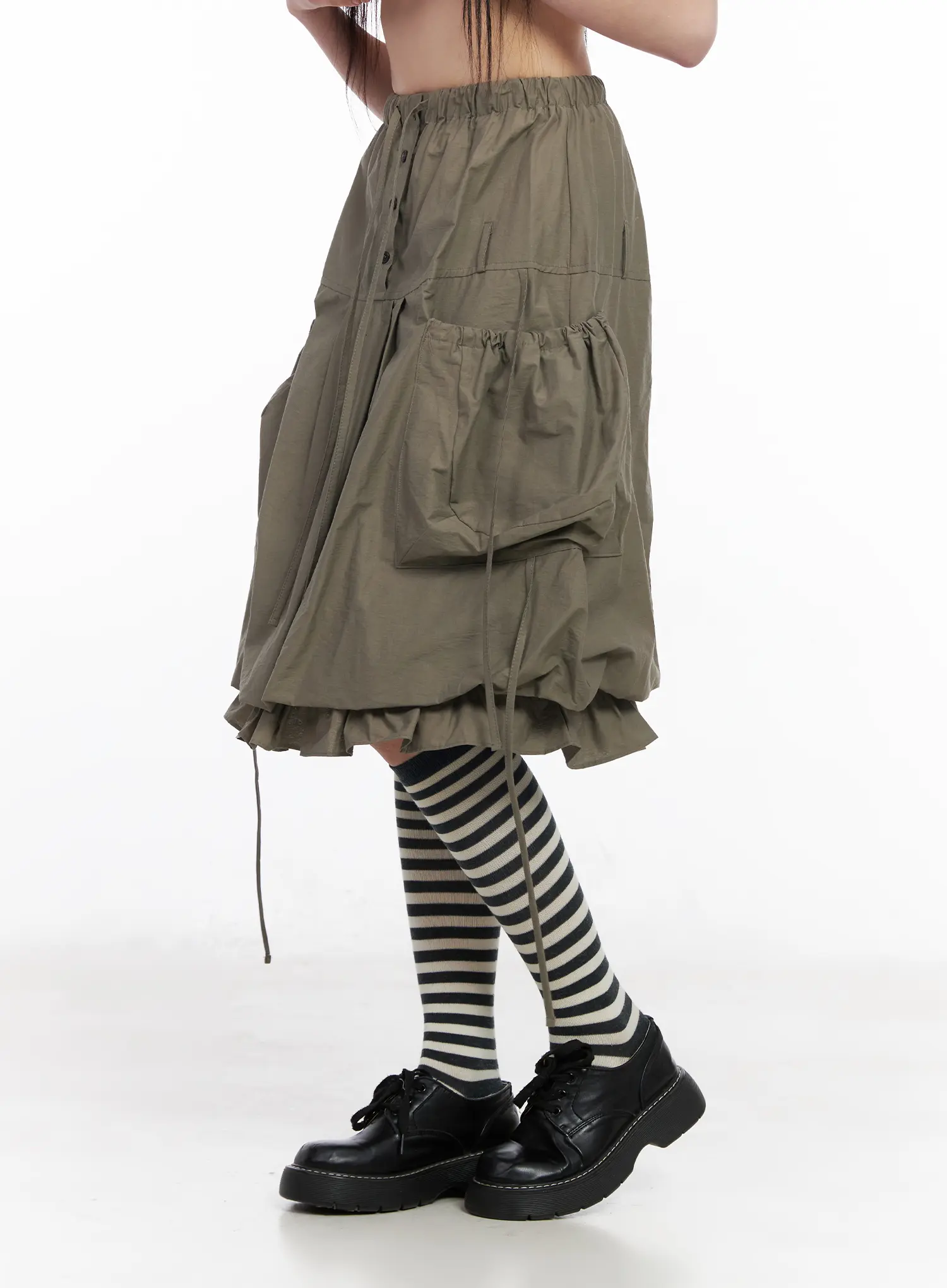 Utility Pocket Balloon Midi Skirt CM512 - Image 3
