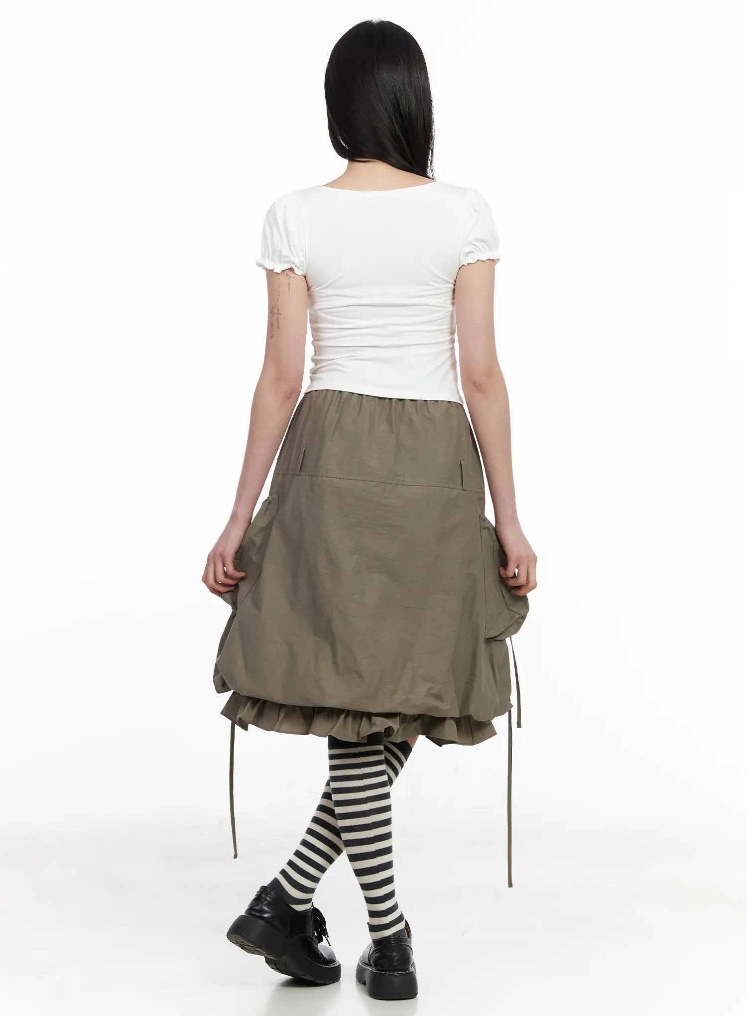 Utility Pocket Balloon Midi Skirt CM512 - Image 7