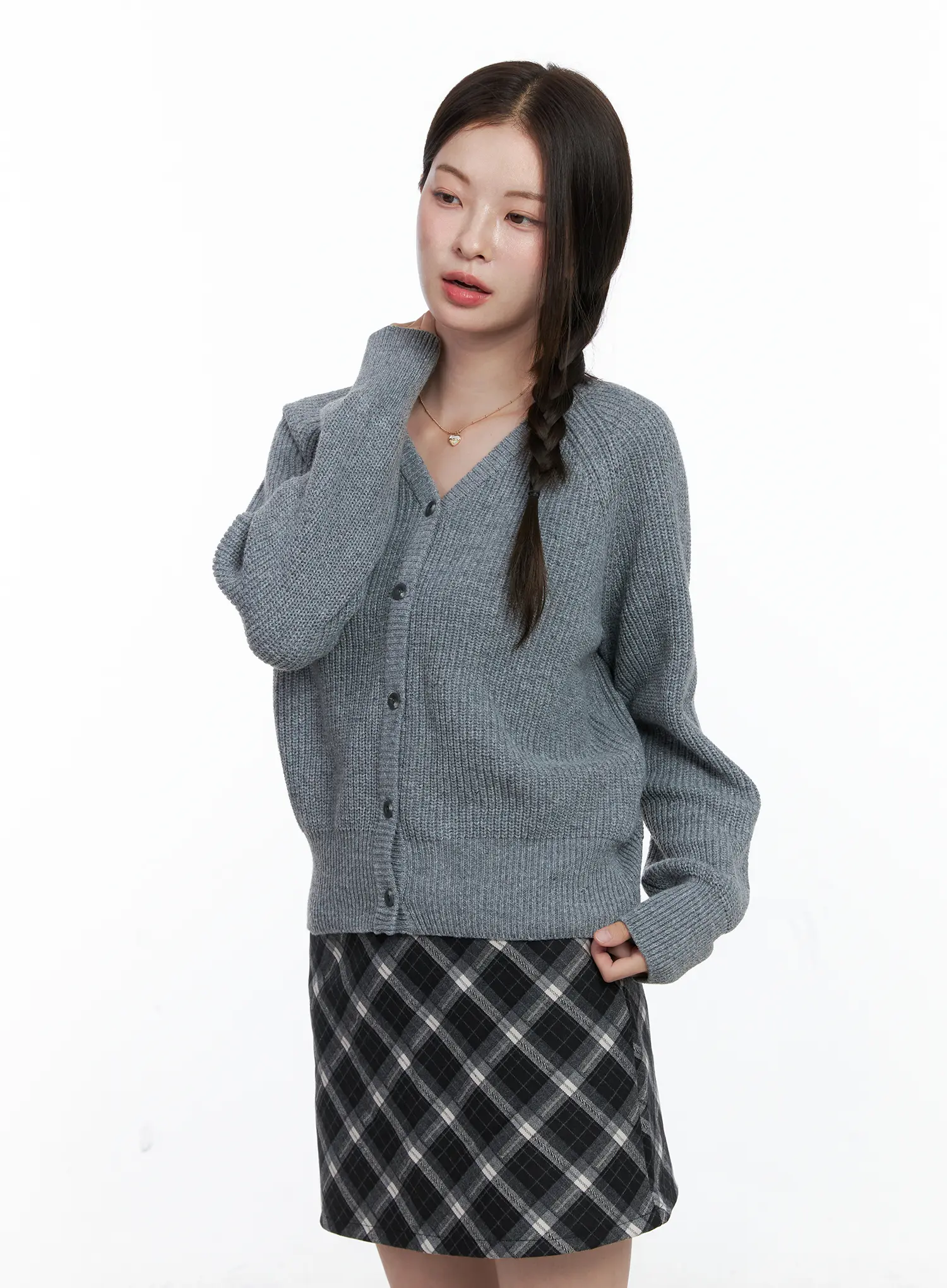 V-Neck Button Knit Cardigan CO506 - Image 9