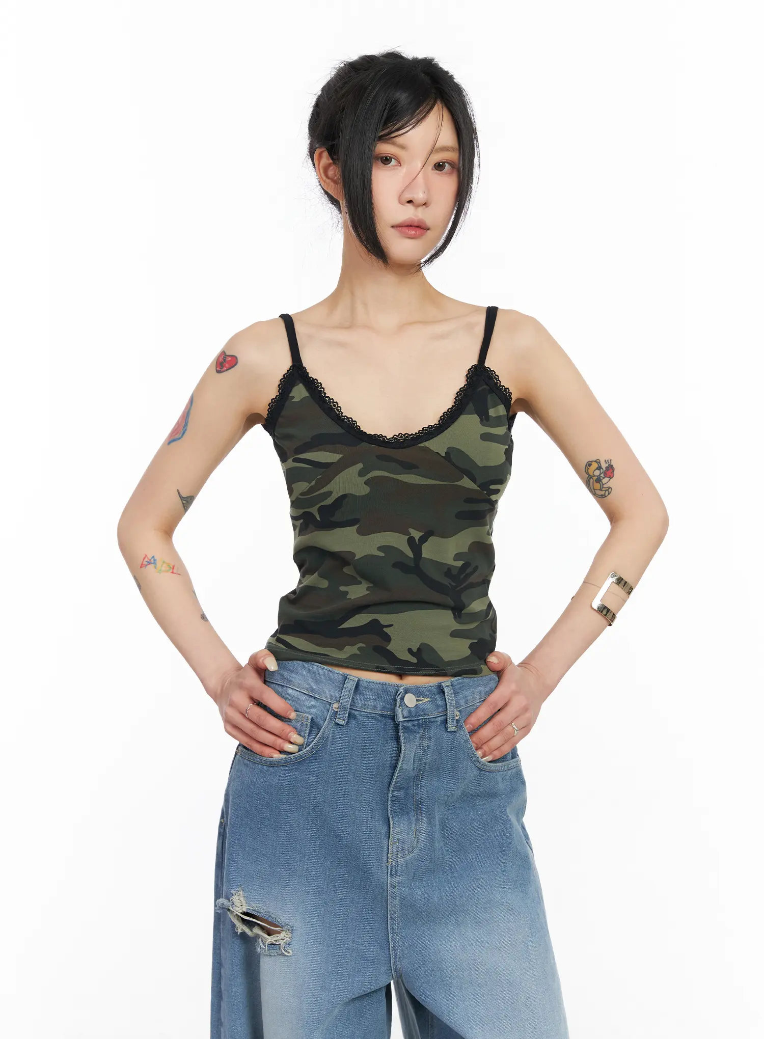 V-Neck Camo Lace Tank Top CM517 - Image 6