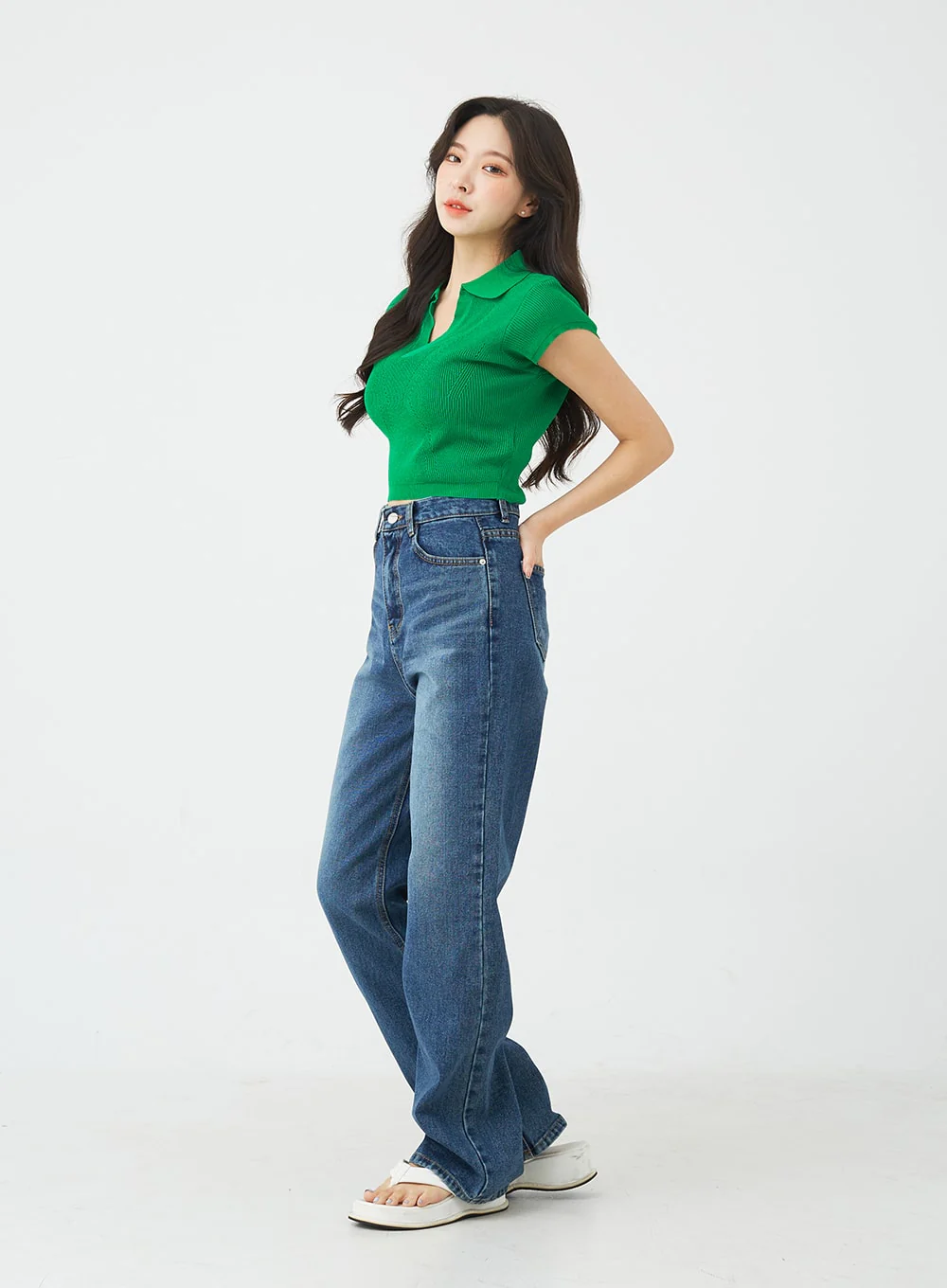 V-Neck Collar Crop Short Sleeve Tee BG09 - Image 11