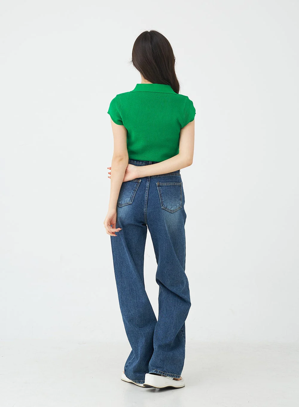 V-Neck Collar Crop Short Sleeve Tee BG09 - Image 12