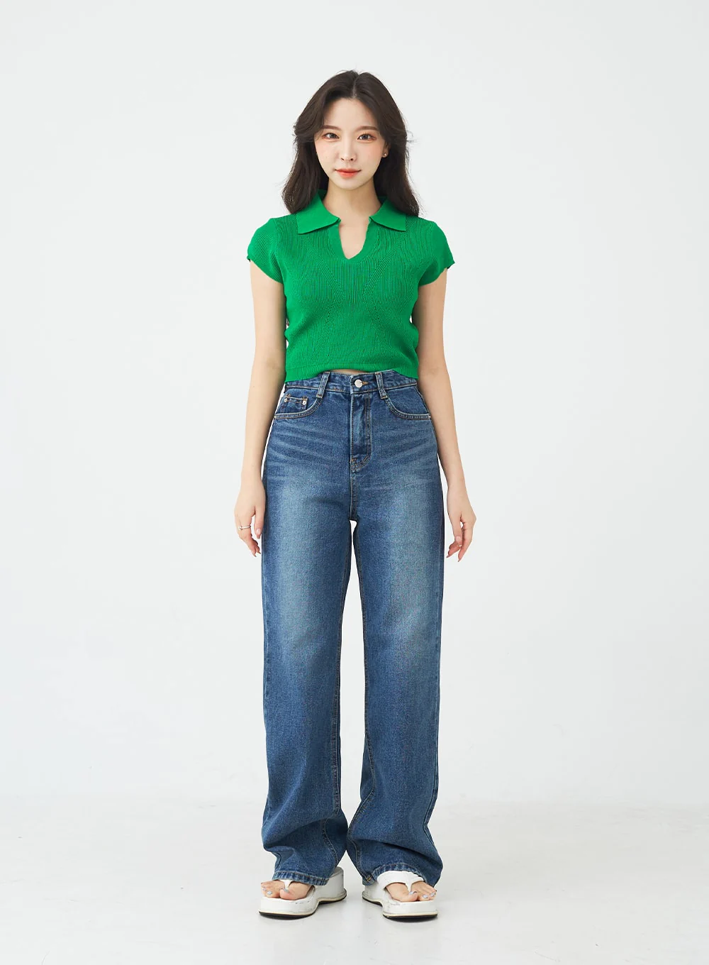 V-Neck Collar Crop Short Sleeve Tee BG09 - Image 13