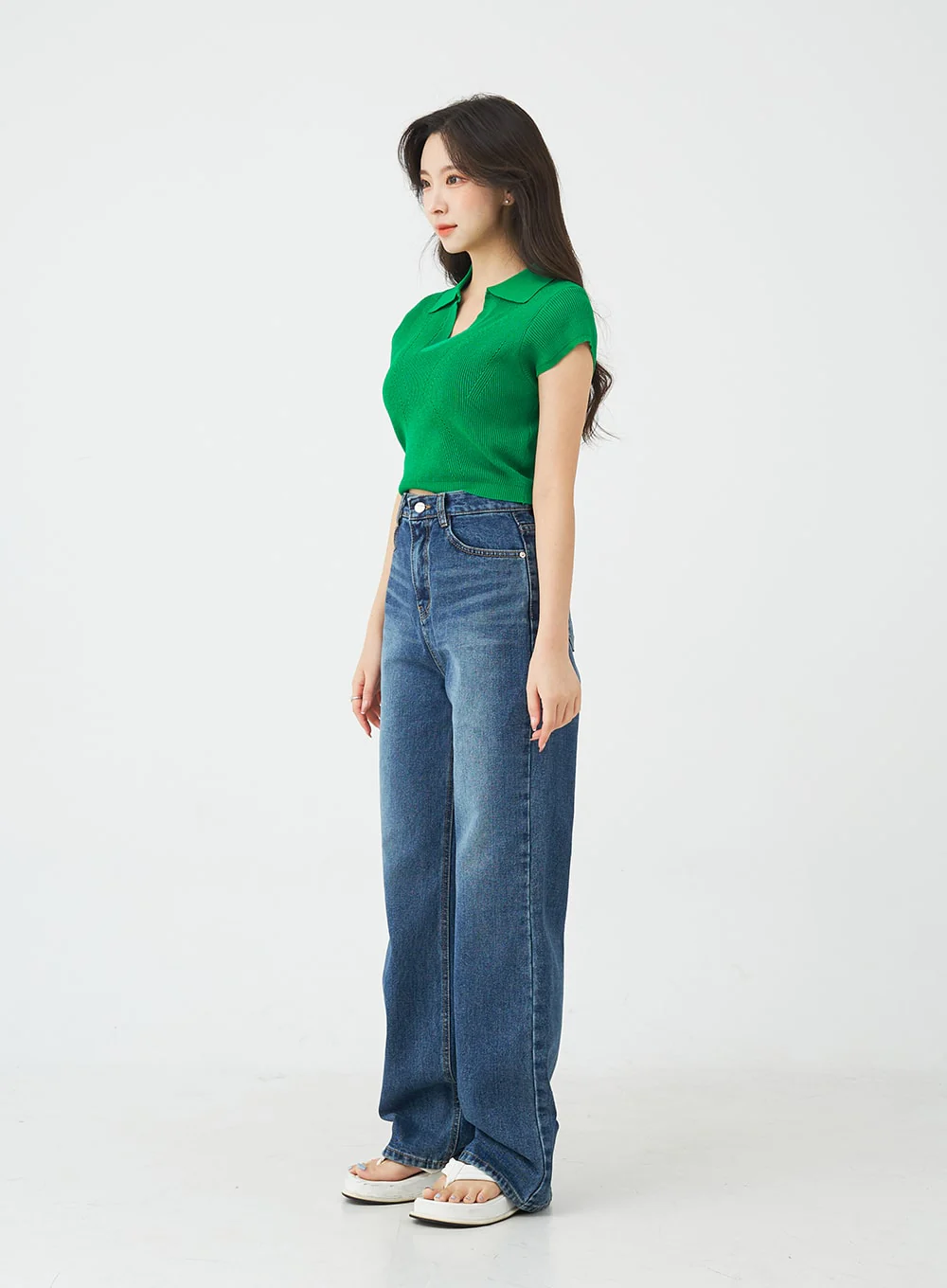 V-Neck Collar Crop Short Sleeve Tee BG09 - Image 14