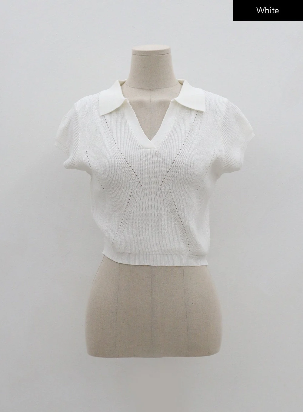 V-Neck Collar Crop Short Sleeve Tee BG09 - Image 17
