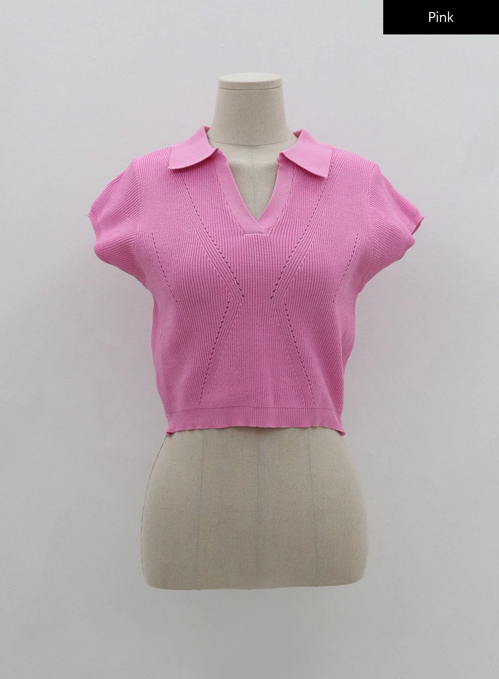 V-Neck Collar Crop Short Sleeve Tee BG09 - Image 19