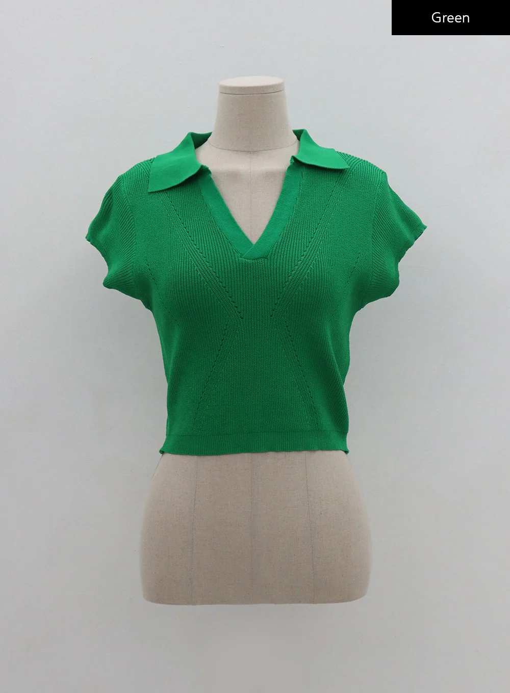 V-Neck Collar Crop Short Sleeve Tee BG09 - Image 21