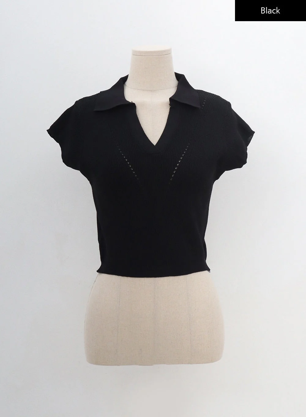 V-Neck Collar Crop Short Sleeve Tee BG09 - Image 22