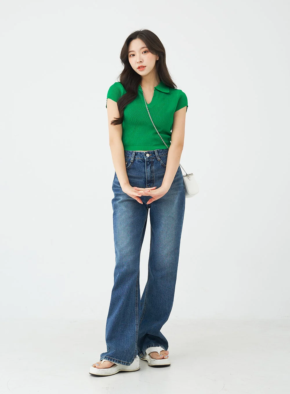 V-Neck Collar Crop Short Sleeve Tee BG09 - Image 6