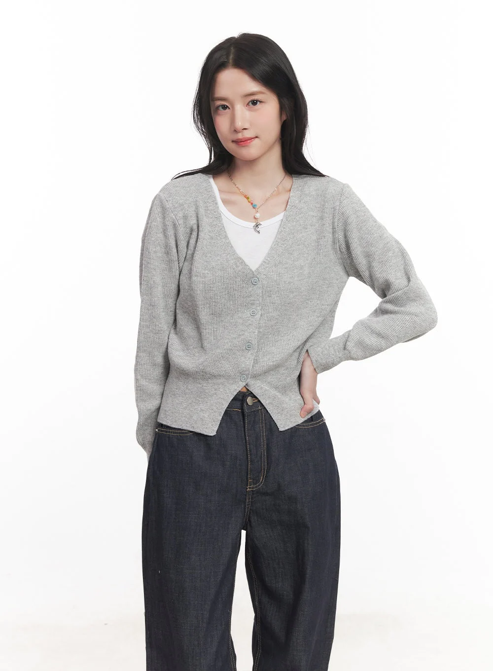 V-Neck Cropped Cardigan CA510 - Image 12
