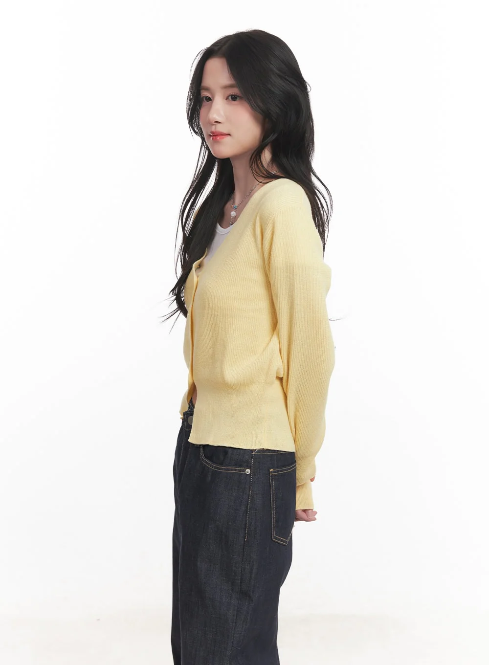 V-Neck Cropped Cardigan CA510 - Image 3