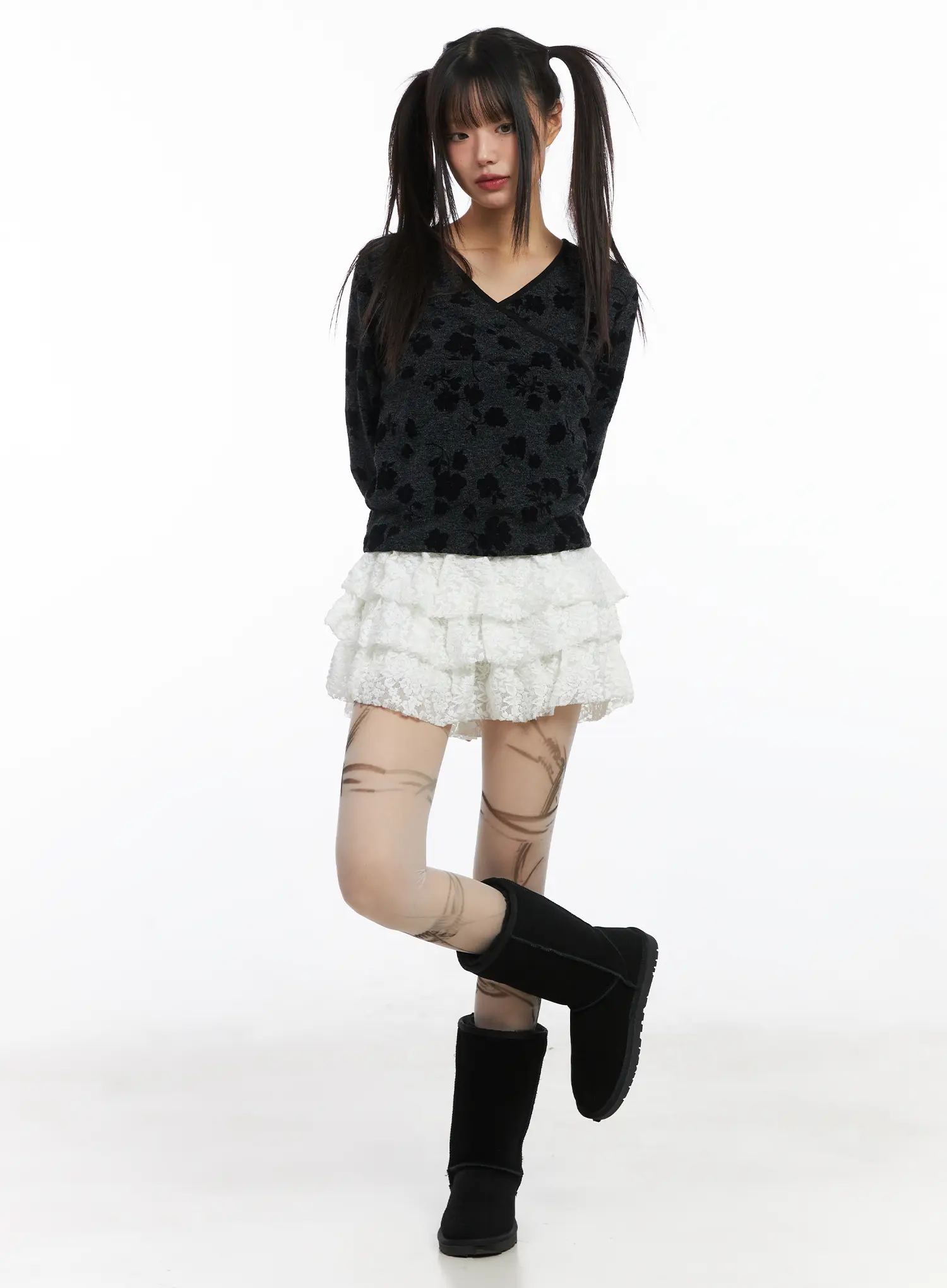 V-Neck Floral Wrap Long Sleeve Top CD518 - Image 2