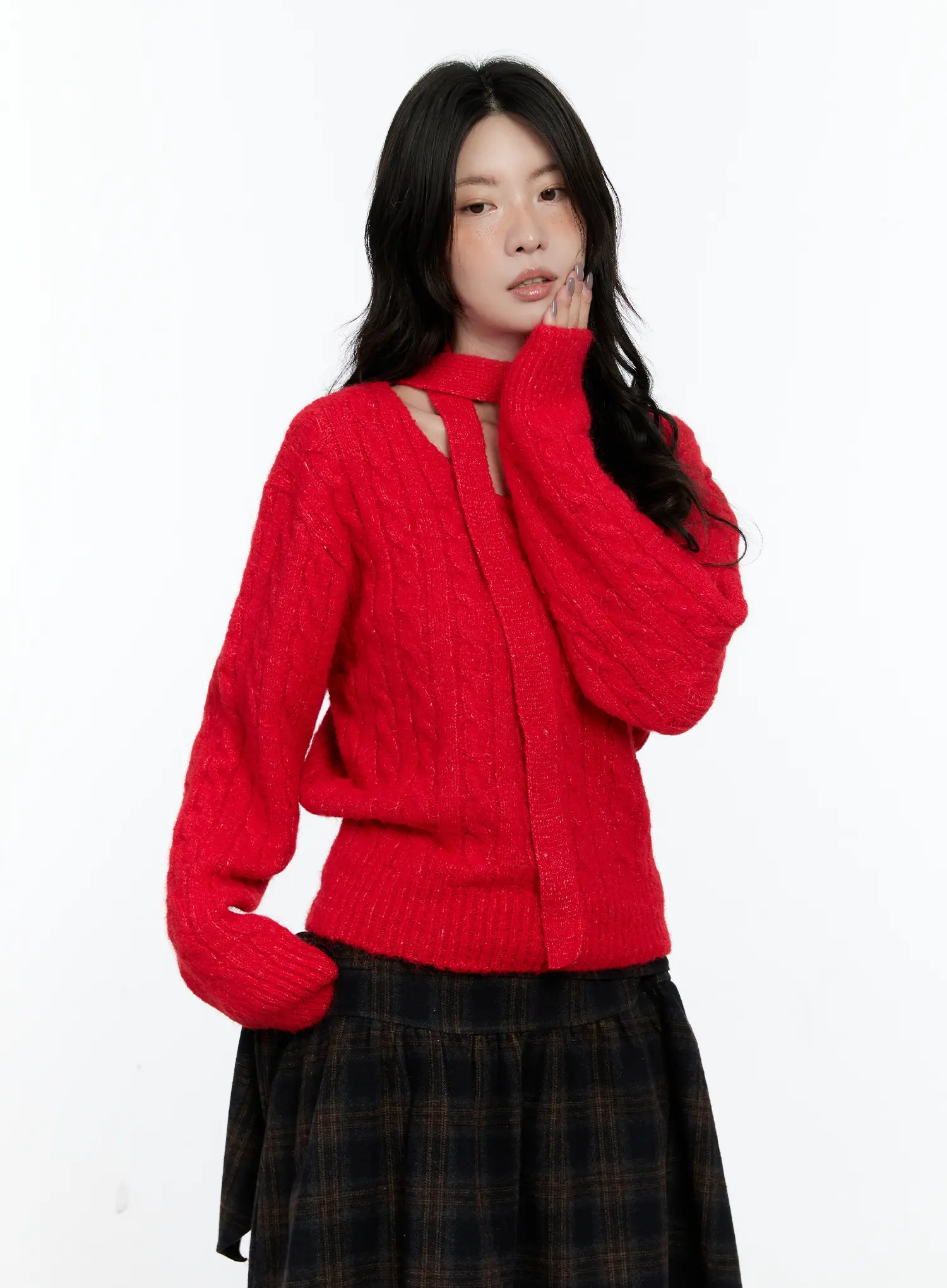 V-Neck Knit Sweater and Tie Set CN517 - Image 10