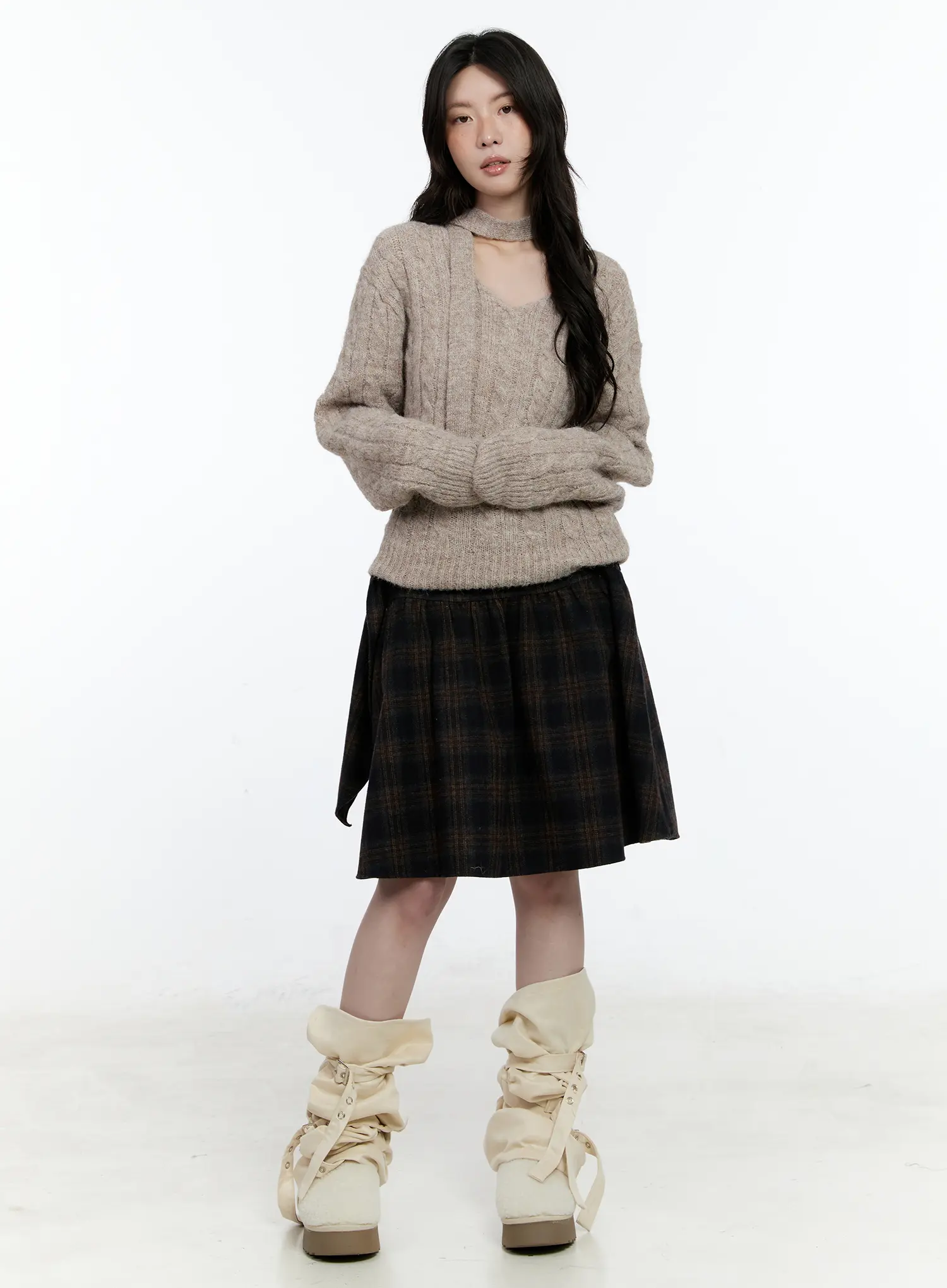 V-Neck Knit Sweater and Tie Set CN517 - Image 3