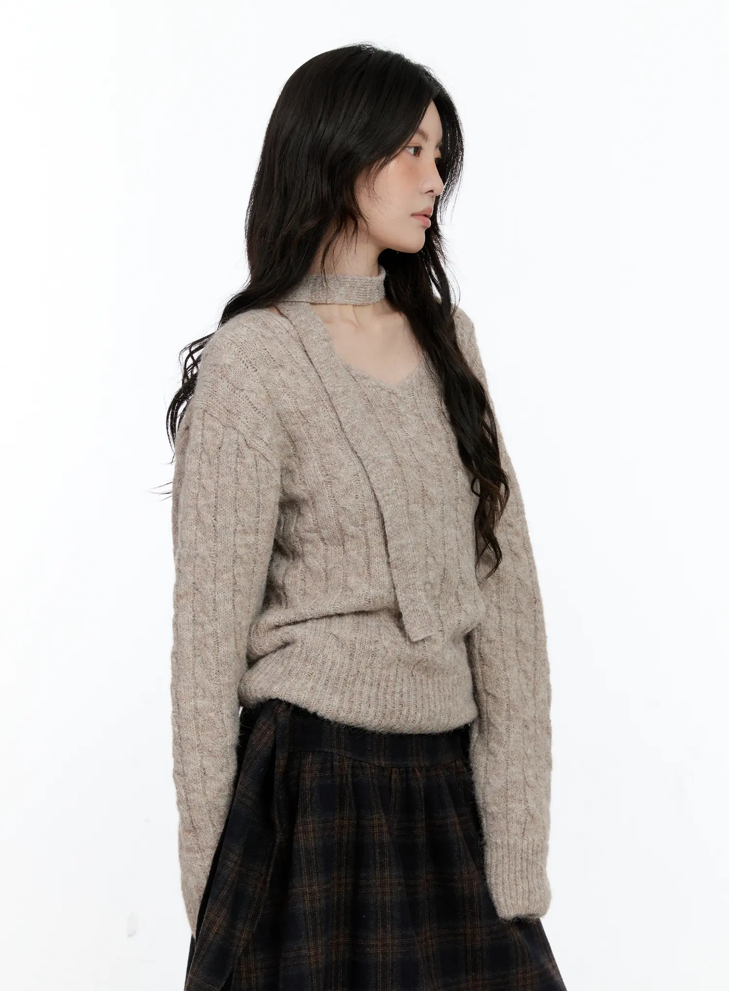 V-Neck Knit Sweater and Tie Set CN517 - Image 7
