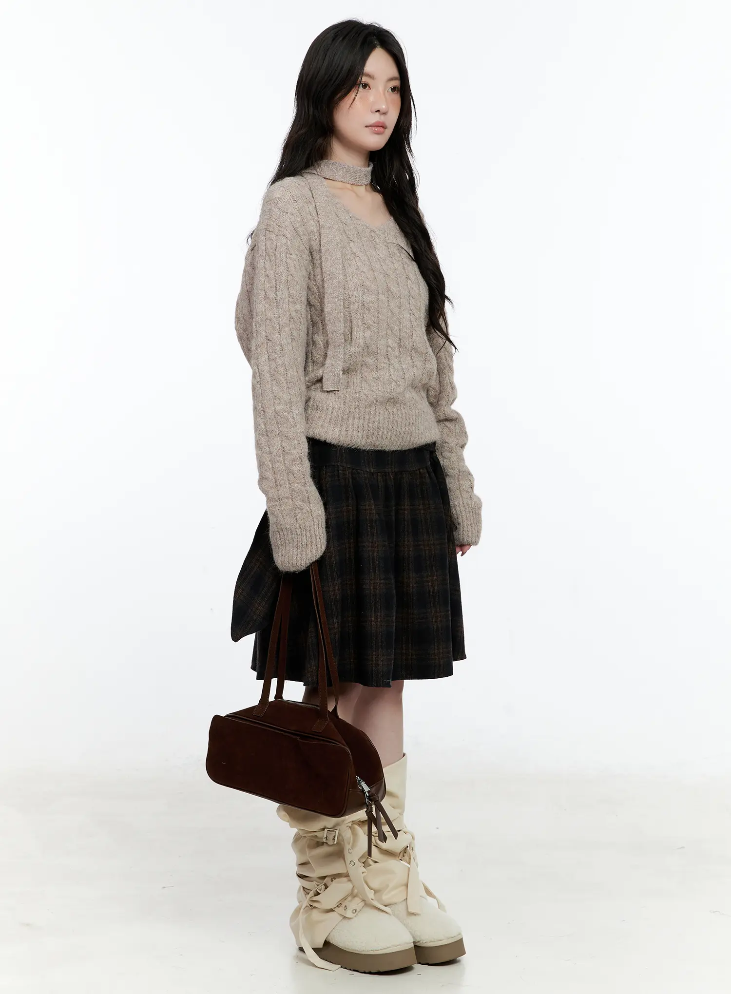 V-Neck Knit Sweater and Tie Set CN517 - Image 8