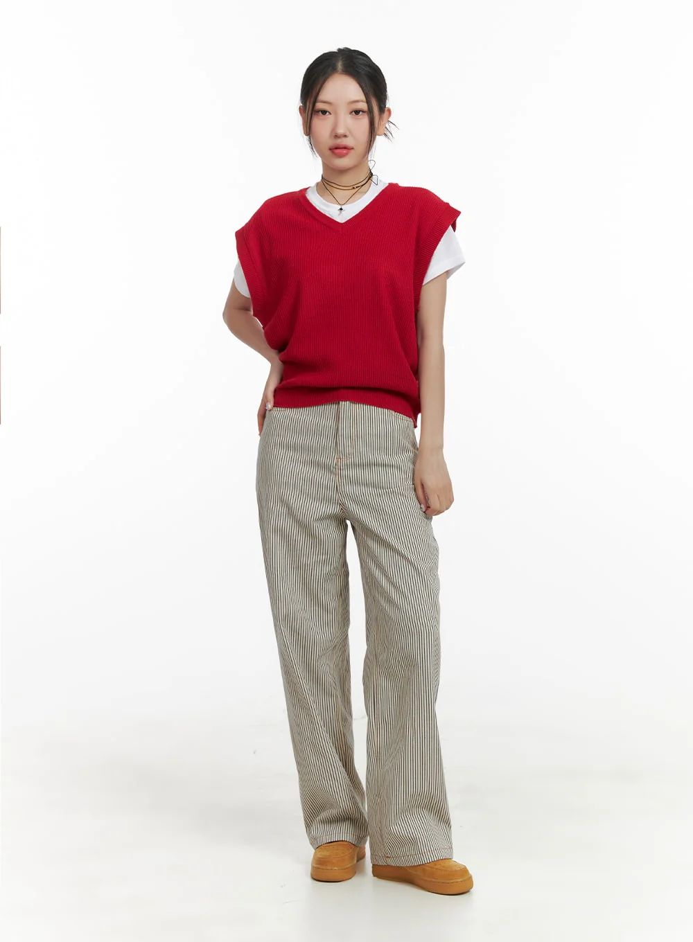 V-Neck Knit Sweater Vest OA419 - Image 2