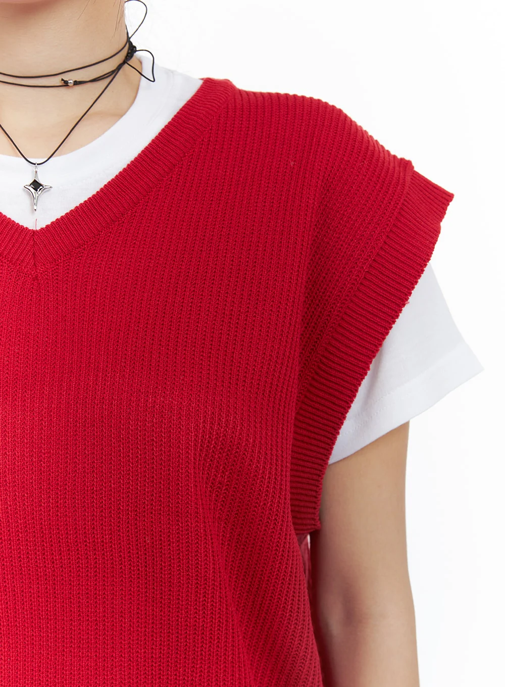 V-Neck Knit Sweater Vest OA419 - Image 3