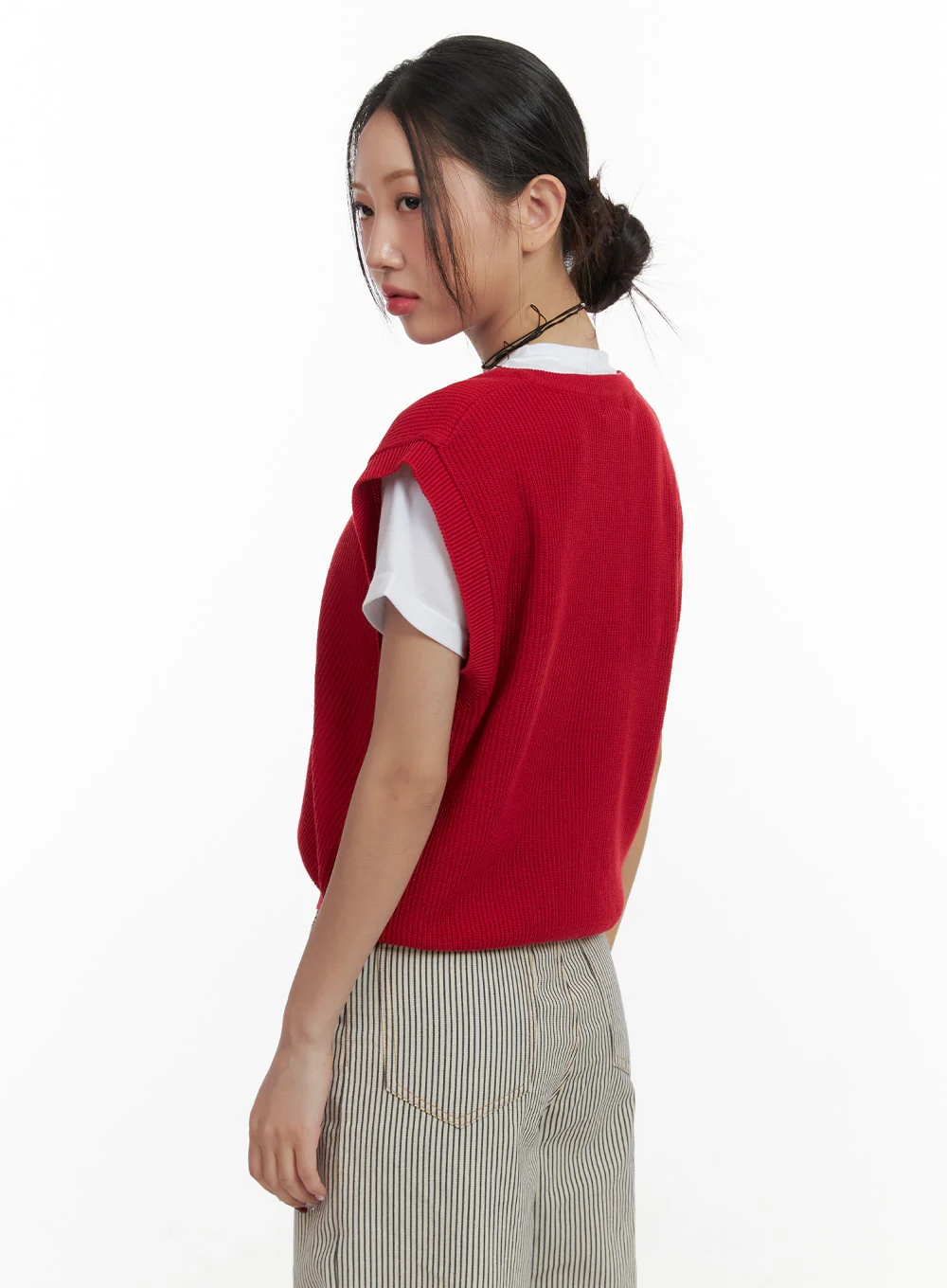 V-Neck Knit Sweater Vest OA419 - Image 4