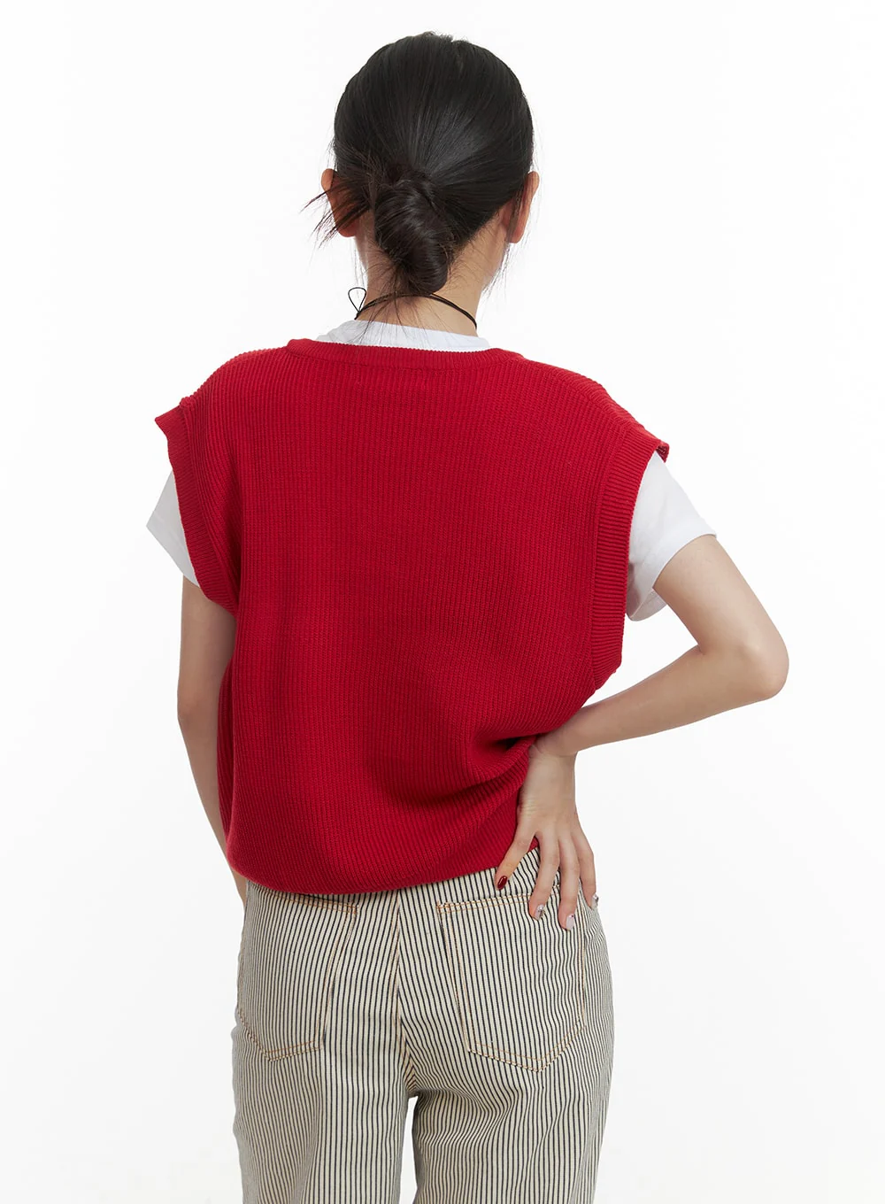 V-Neck Knit Sweater Vest OA419 - Image 5