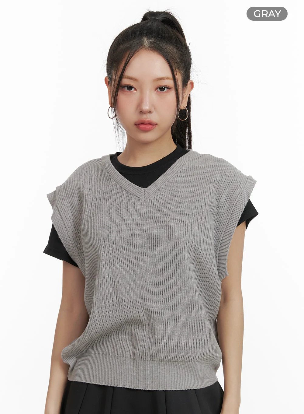 V-Neck Knit Sweater Vest OA419 - Image 8