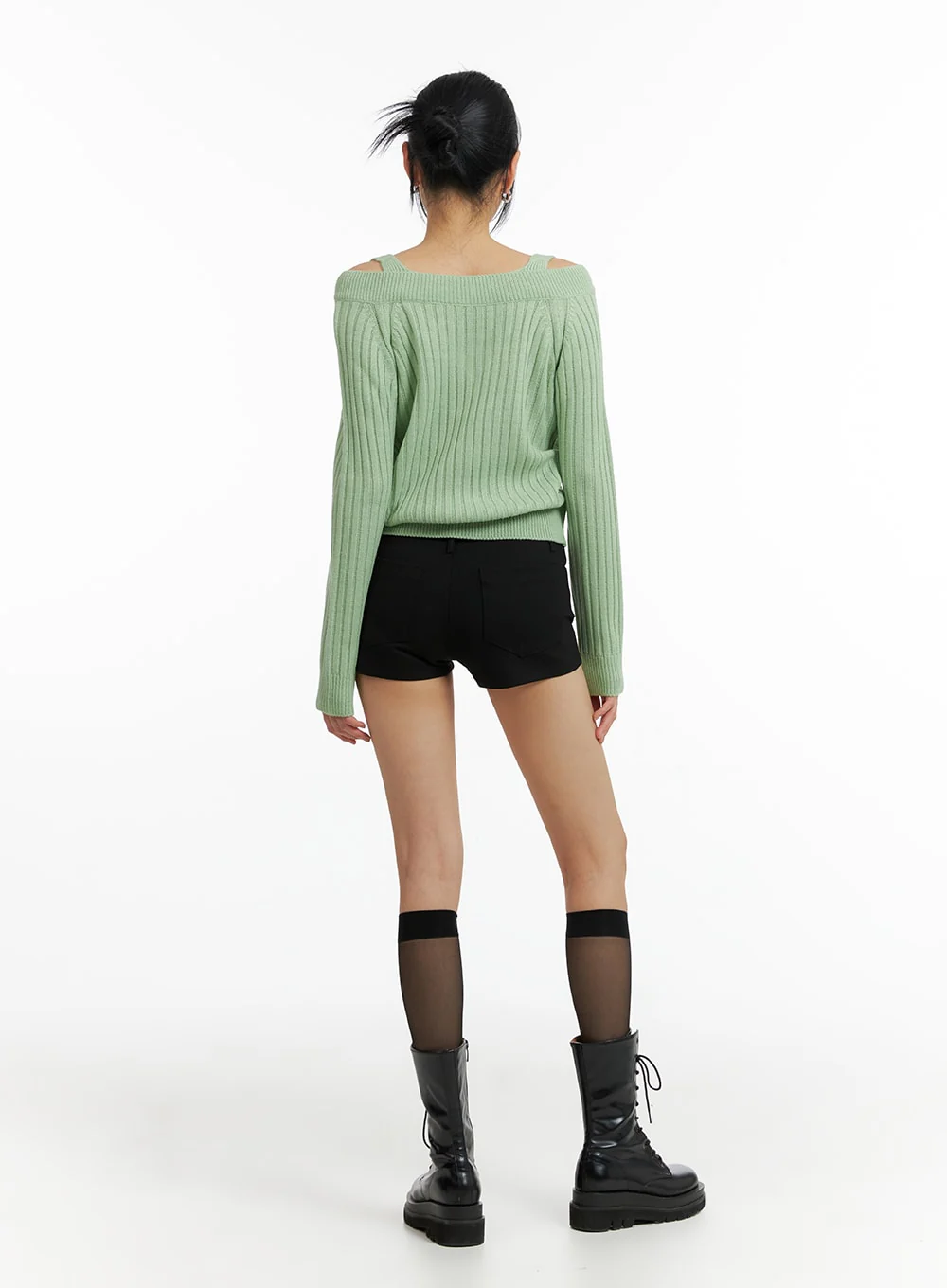 V-Neck Lace Ruched Long Sleeve Top IF402 - Image 7
