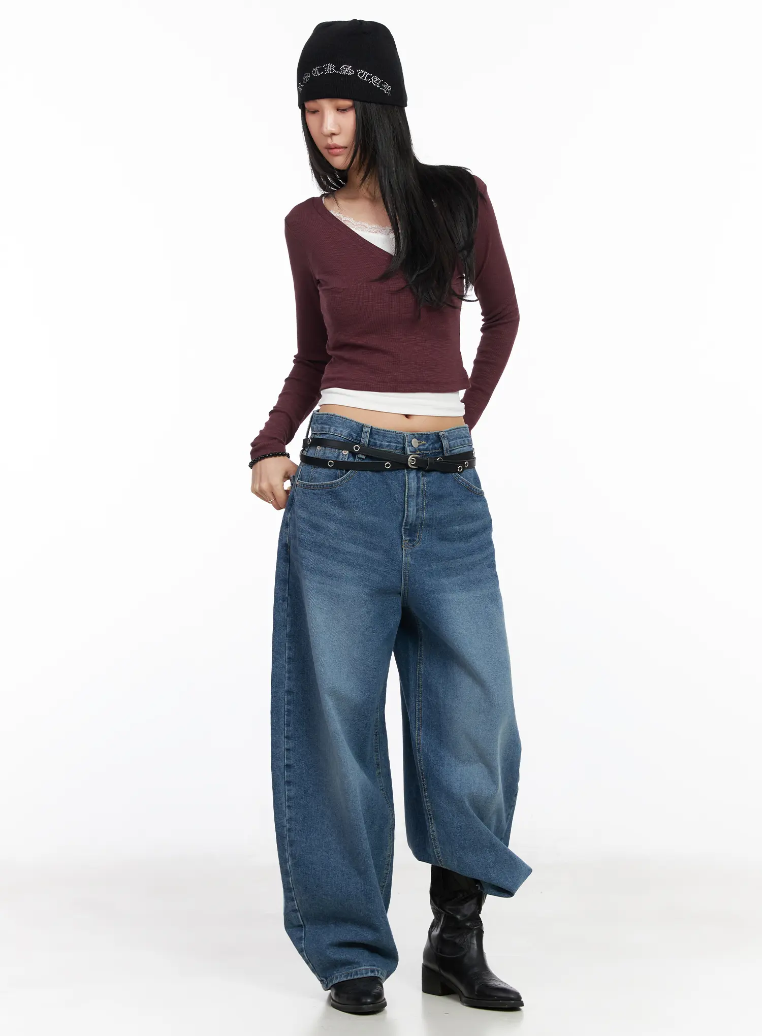 V-Neck Long Sleeve Crop Top CM516 - Image 5