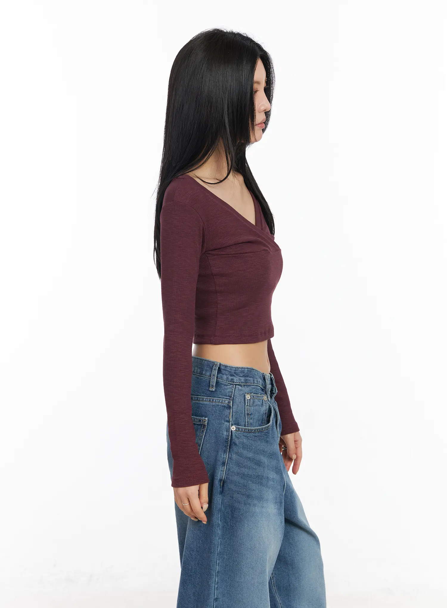 V-Neck Long Sleeve Crop Top CM516 - Image 7