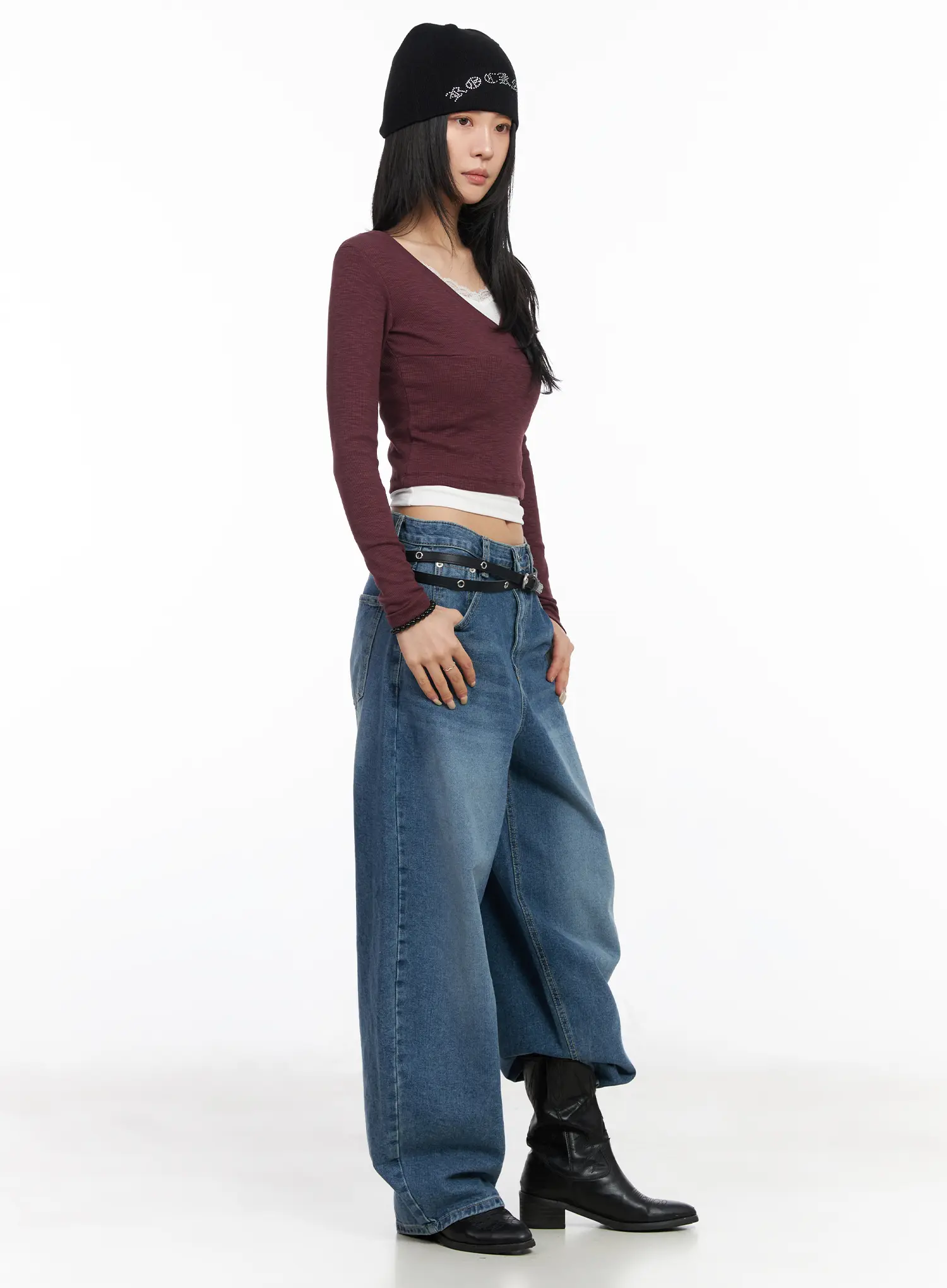 V-Neck Long Sleeve Crop Top CM516 - Image 8