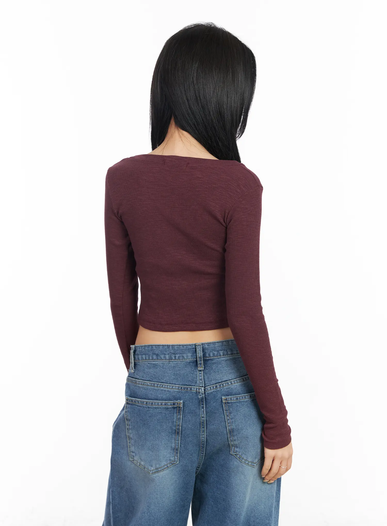 V-Neck Long Sleeve Crop Top CM516 - Image 9